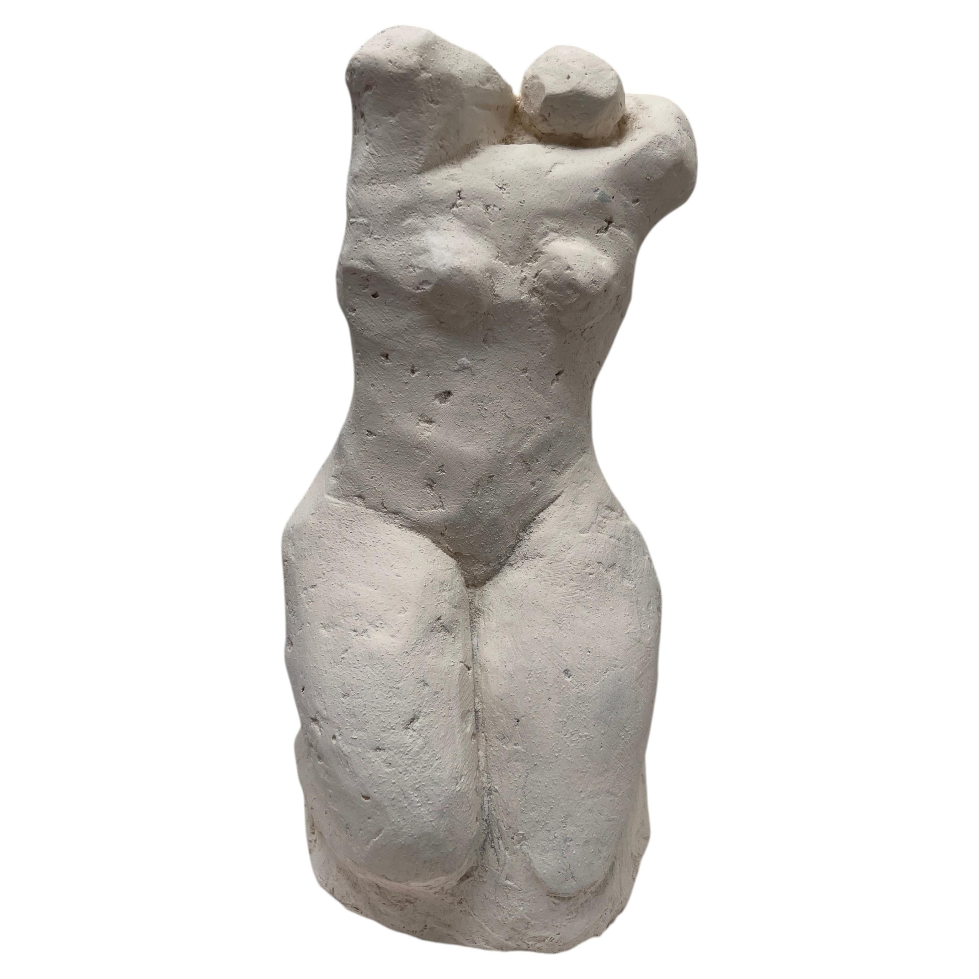 Abstract Female Torso Sculpture - Handcrafted Plaster Art - One of a Kind