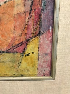 Abstract Figural Casein on Panel by Hildegarde Haas, Titled Picnic