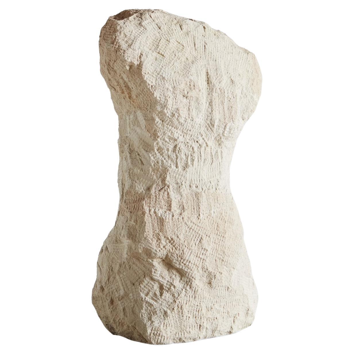 Abstract Figural Limestone Sculpture, France 1980s