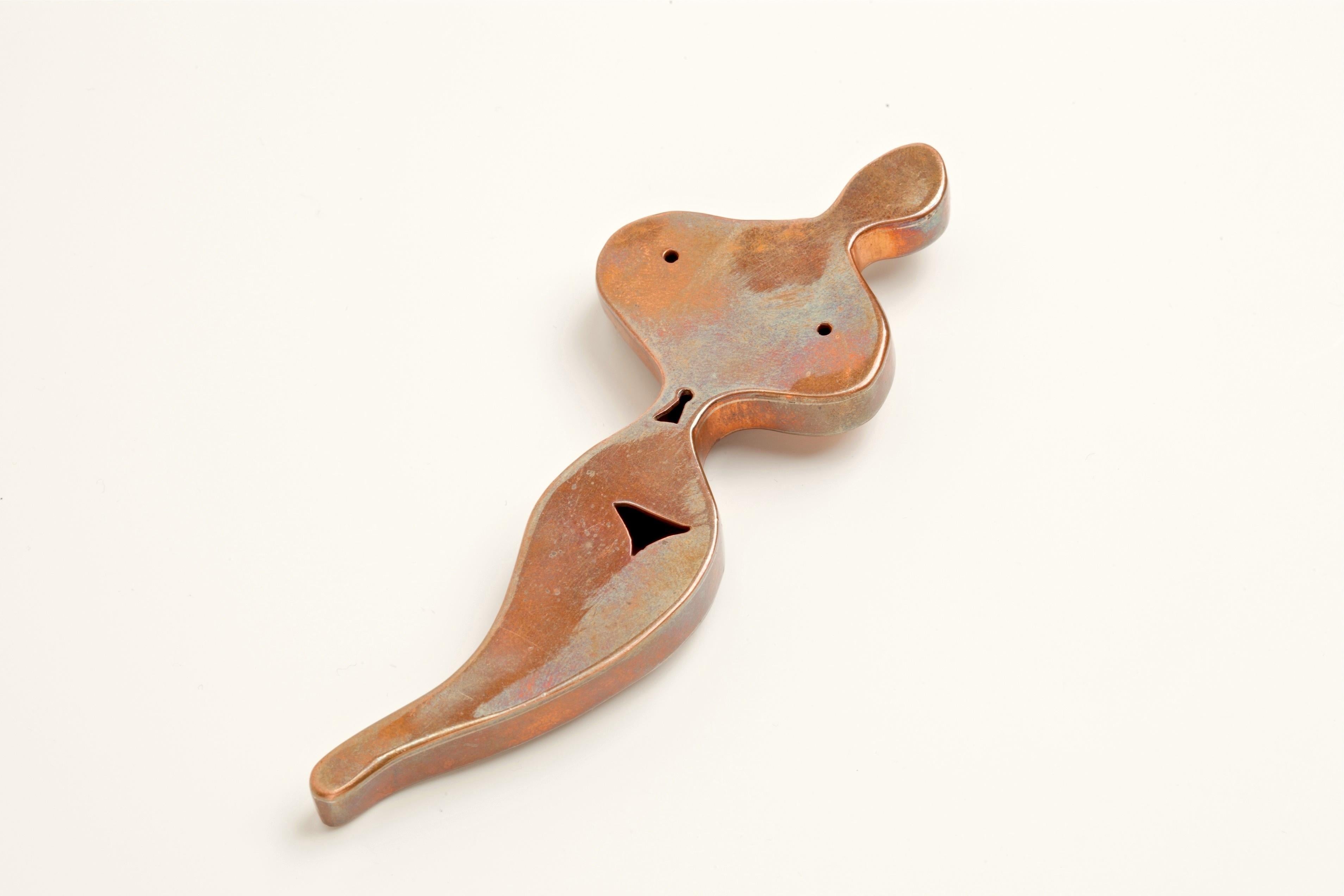 Whimsical yet a statement piece is this abstract nude figural brooch that promotes anatomically correct details on both sides of the brooch.  Super fun and a very well crafted brooch.  Beautifully designed and signed Martini or Mastrini and dated