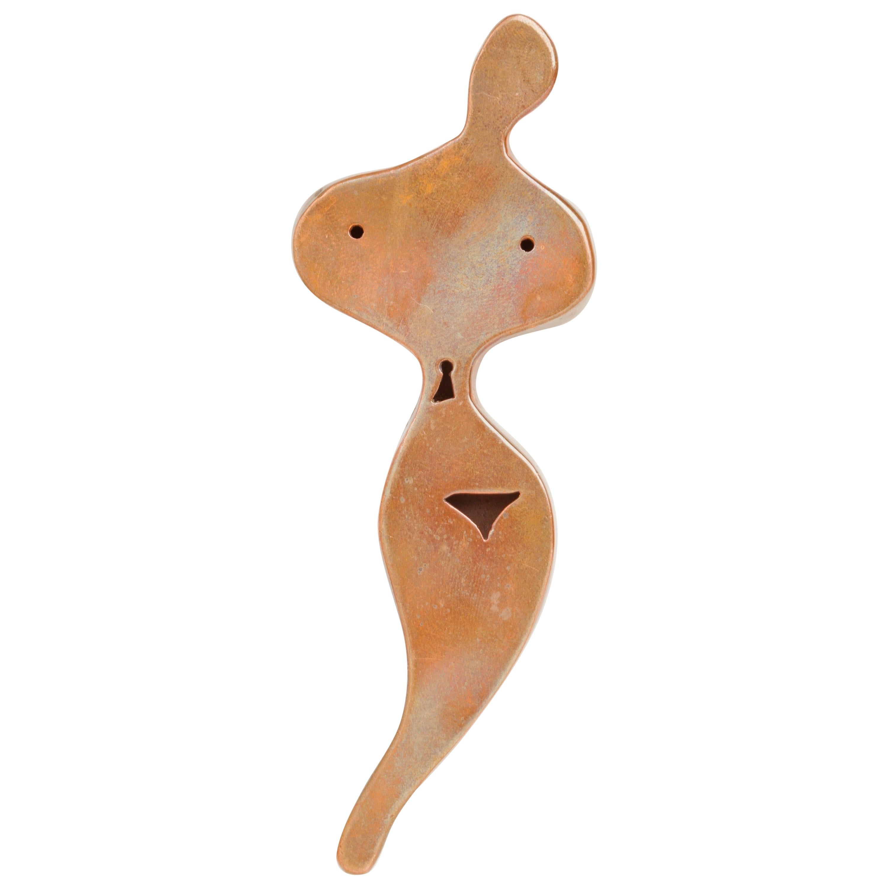 Abstract Figural Nude Copper Brooch