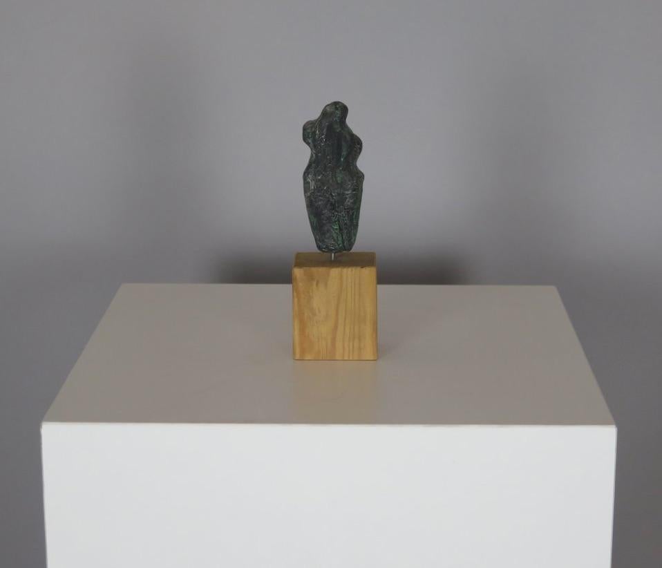 Abstract Figural Sculpture on Signed Wood Stand by Hedrik Hause. Germany, 1989.

