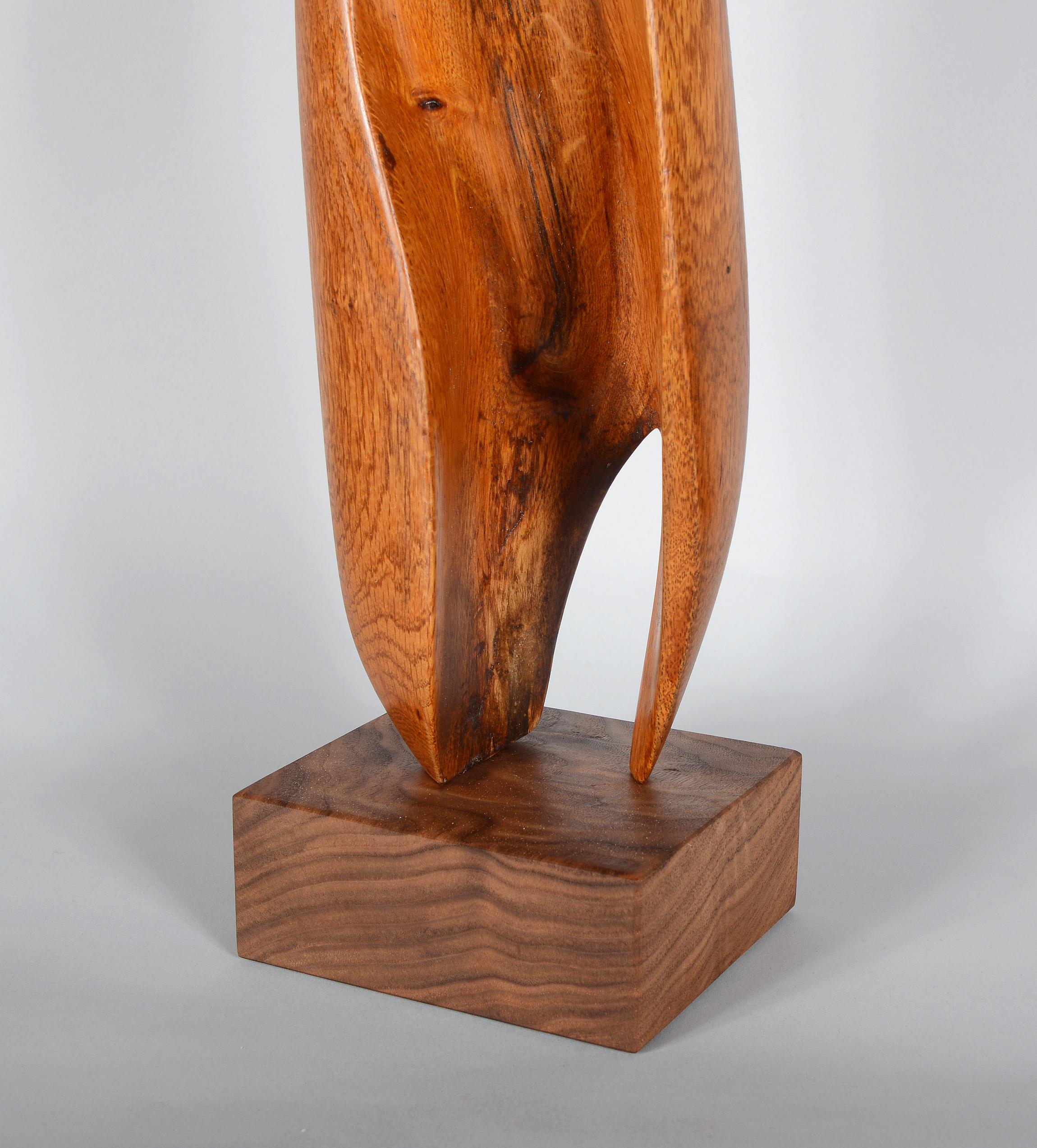 Abstract Figurative Bird Form Carved Oak Sculpture In Good Condition In San Mateo, CA