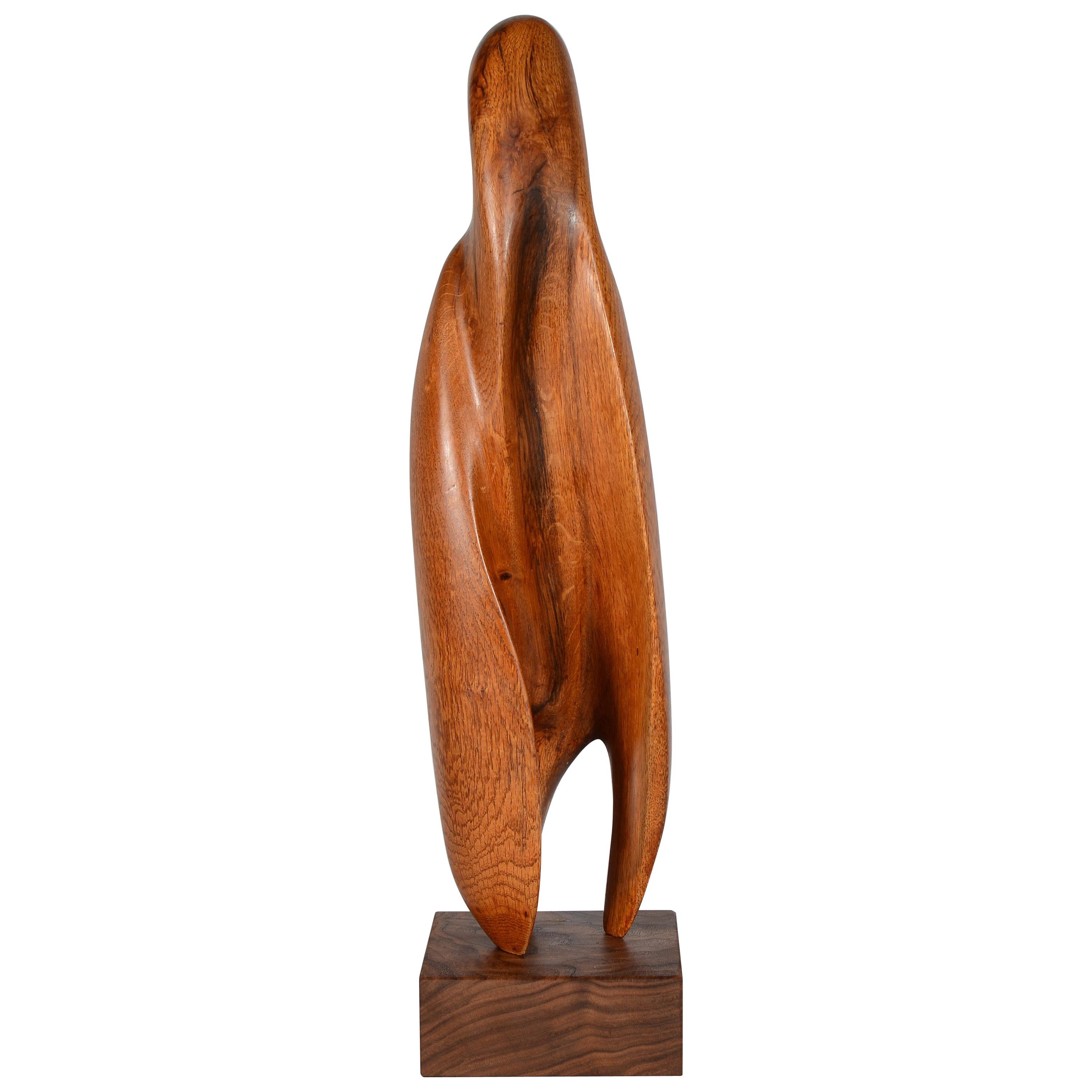 Abstract Figurative Bird Form Carved Oak Sculpture
