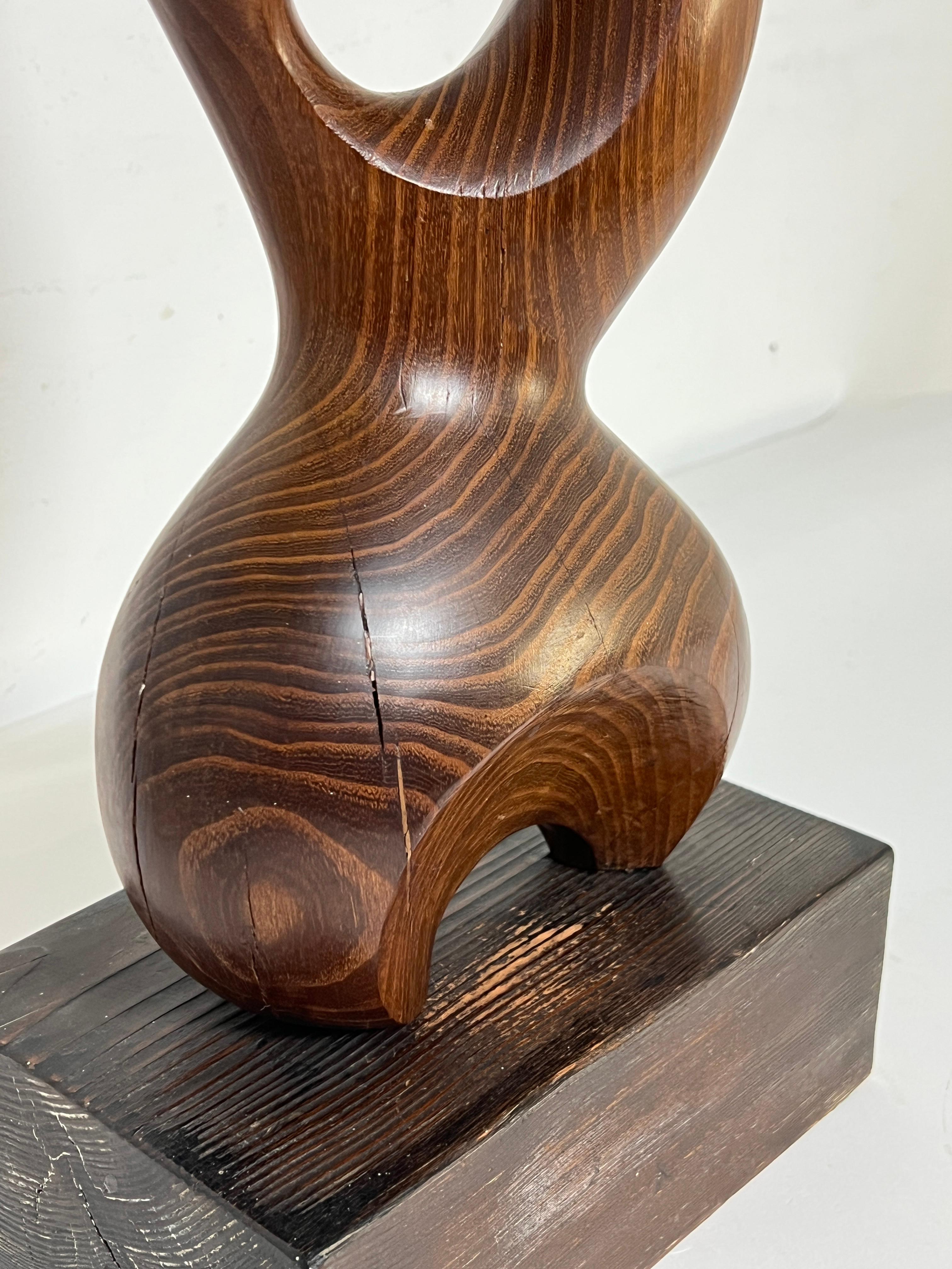 Mid-Century Modern Abstract Figurative Carved Teak Sculpture, Circa 1970s For Sale