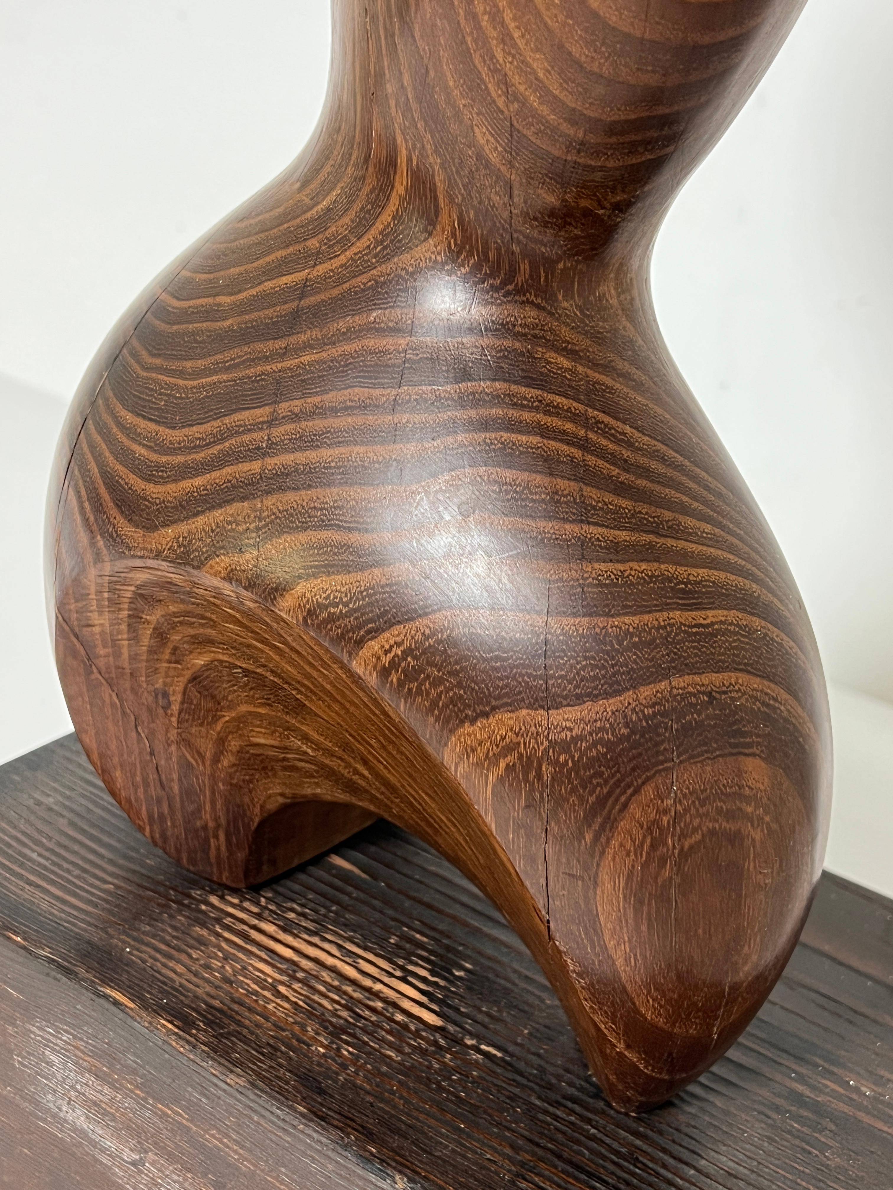 Abstract Figurative Carved Teak Sculpture, Circa 1970s In Good Condition For Sale In Peabody, MA