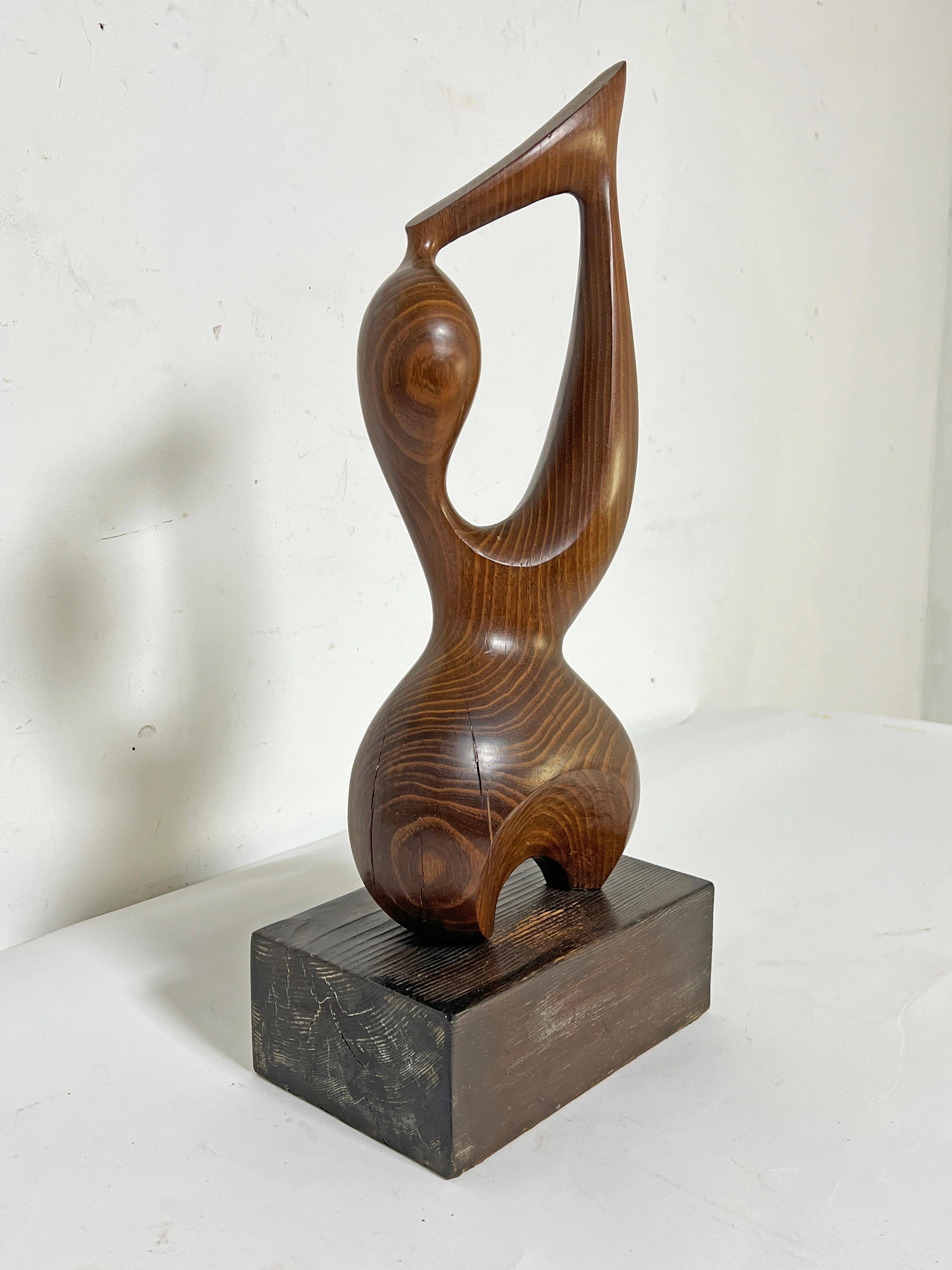 Late 20th Century Abstract Figurative Carved Teak Sculpture, Circa 1970s For Sale