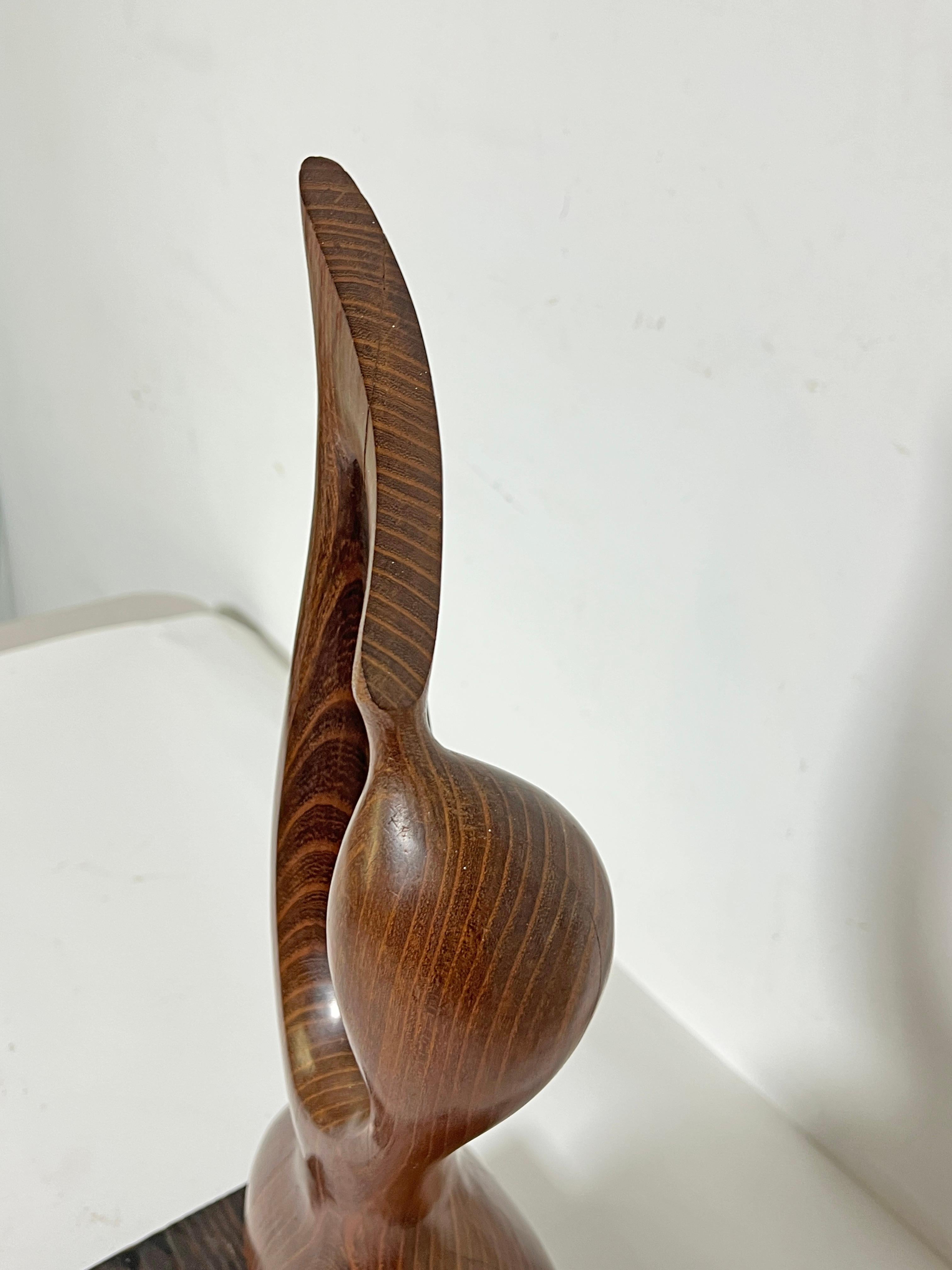 Abstract Figurative Carved Teak Sculpture, Circa 1970s For Sale 1