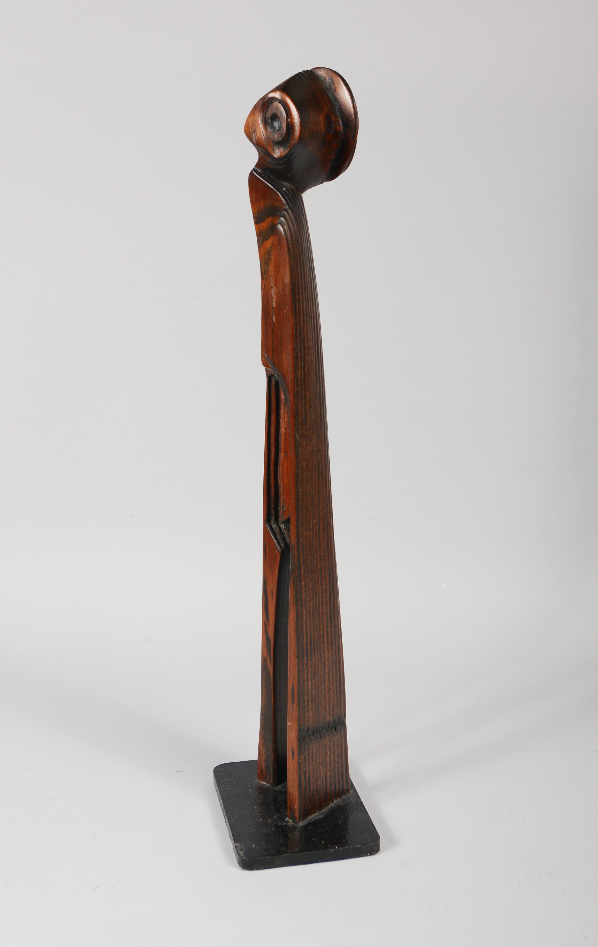 Mid-Century Modern Abstract Figurative Carved Wood Sculpture