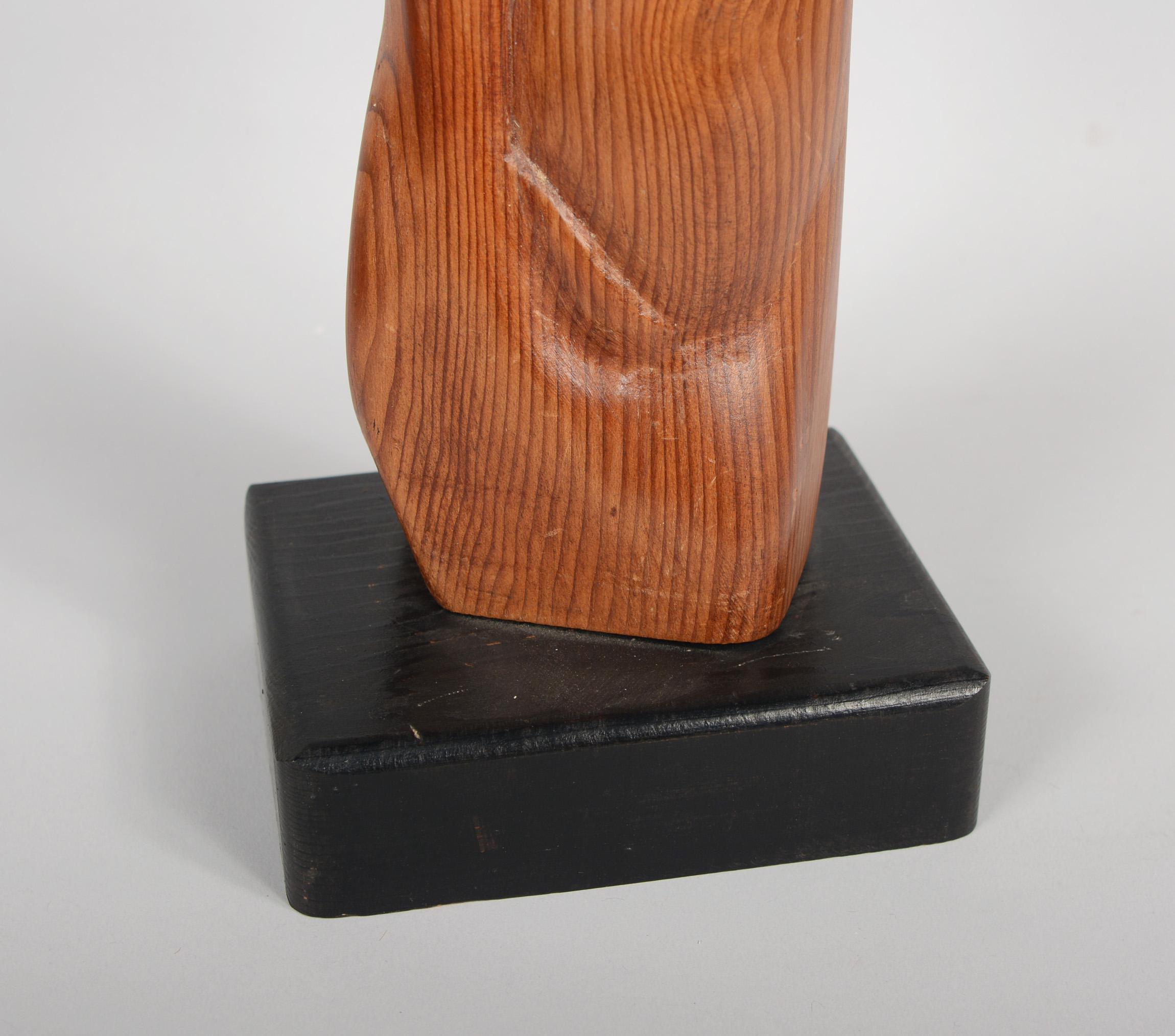 American Abstract Figurative Carved Wood Sculpture of a Woman