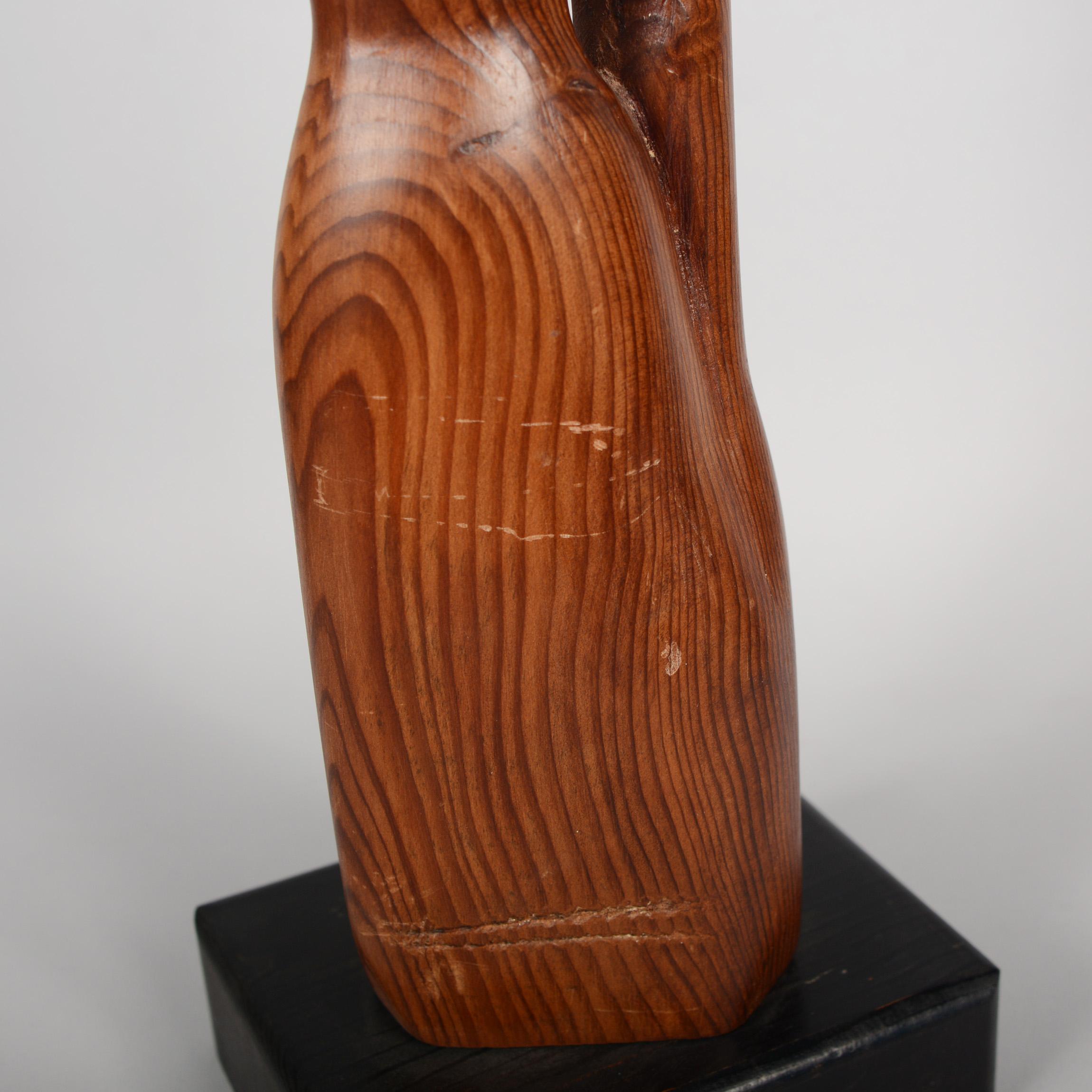 Abstract Figurative Carved Wood Sculpture of a Woman In Good Condition In San Mateo, CA