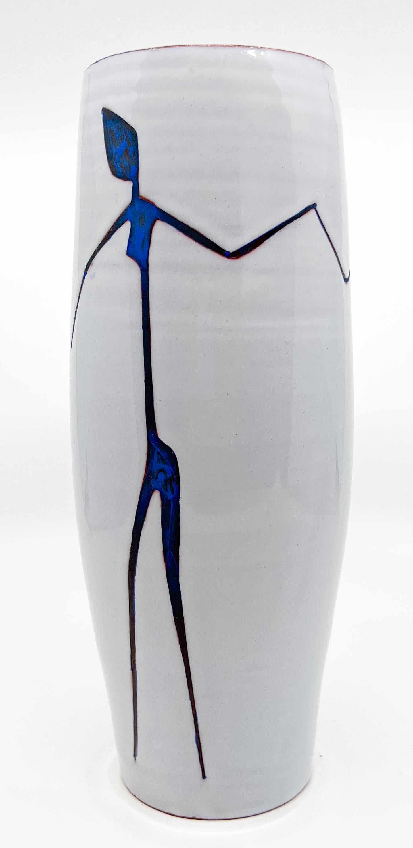 Abstrakte figurative Keramikvase aus Keramik von Hans Wagner Design (Moderne der Mitte des Jahrhunderts) im Angebot
