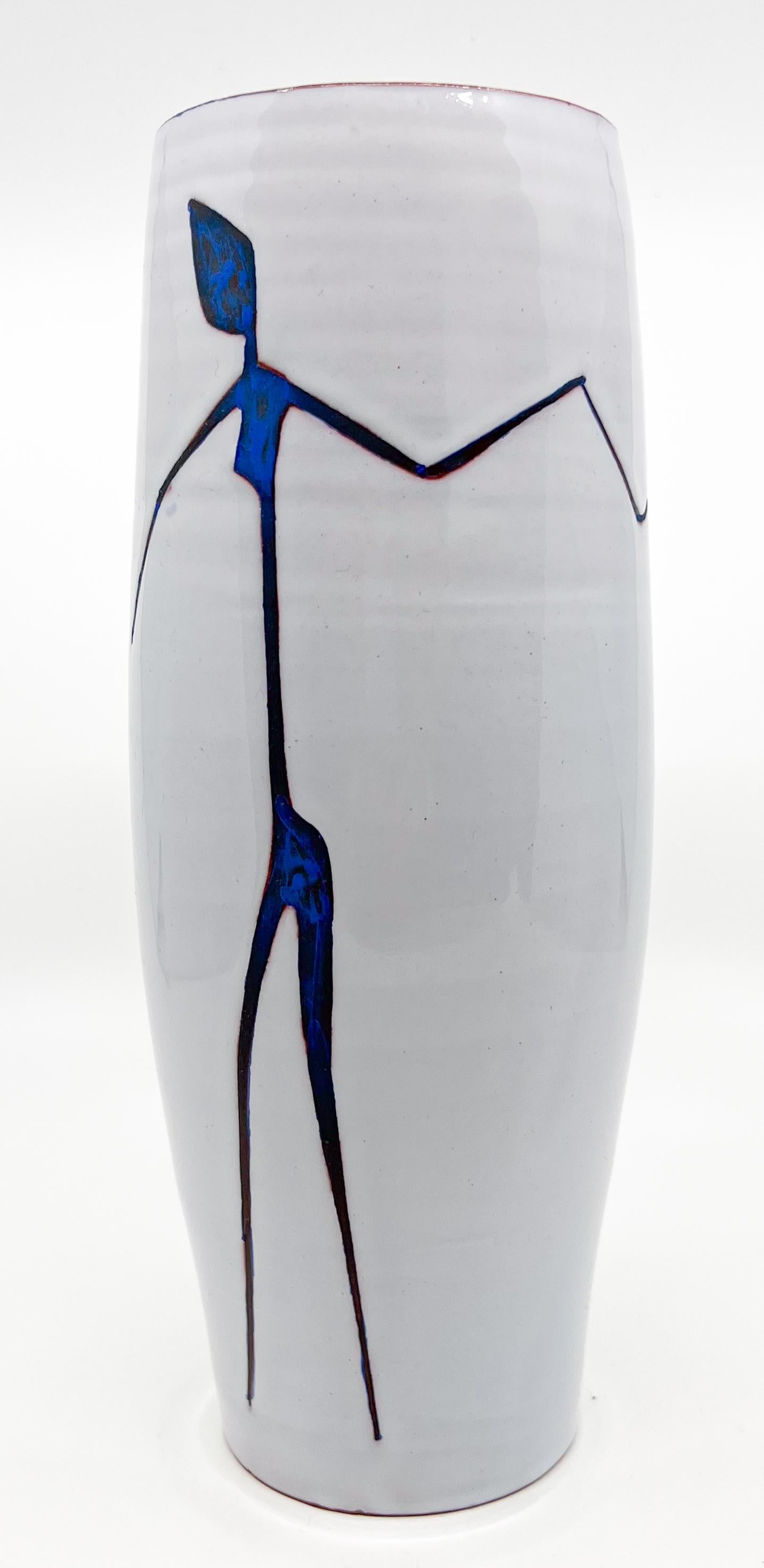 Mid-Century moderno Vaso figurato astratto in ceramica di Hans Wagner Design in vendita