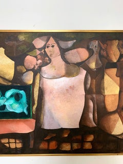 Abstract Figurative Oil by Uruguayan Artist Carlos Perez Franco