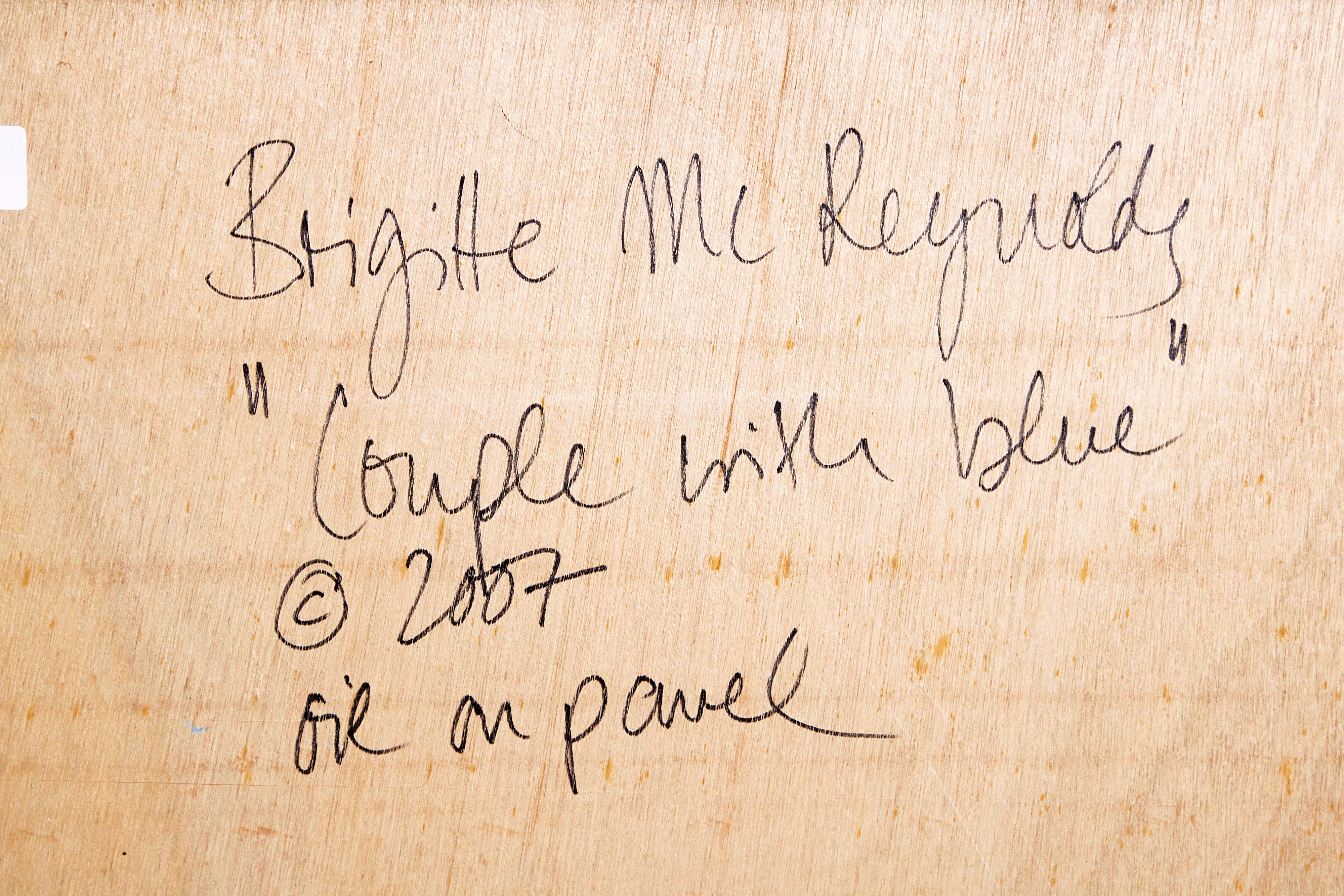 Huile sur panneau abstraite et figurative « Couple in the Blue » de Brigitte McReynolds en vente 6