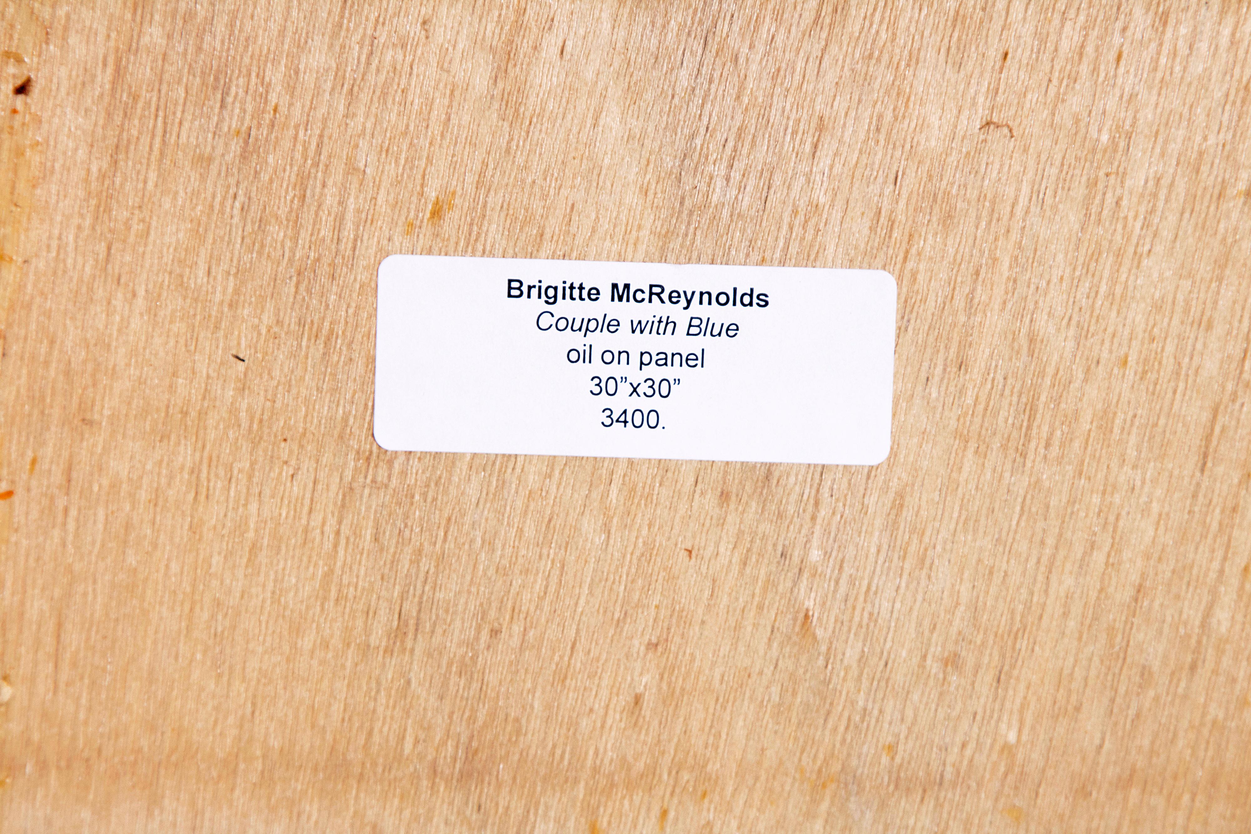 Huile sur panneau abstraite et figurative « Couple in the Blue » de Brigitte McReynolds en vente 9