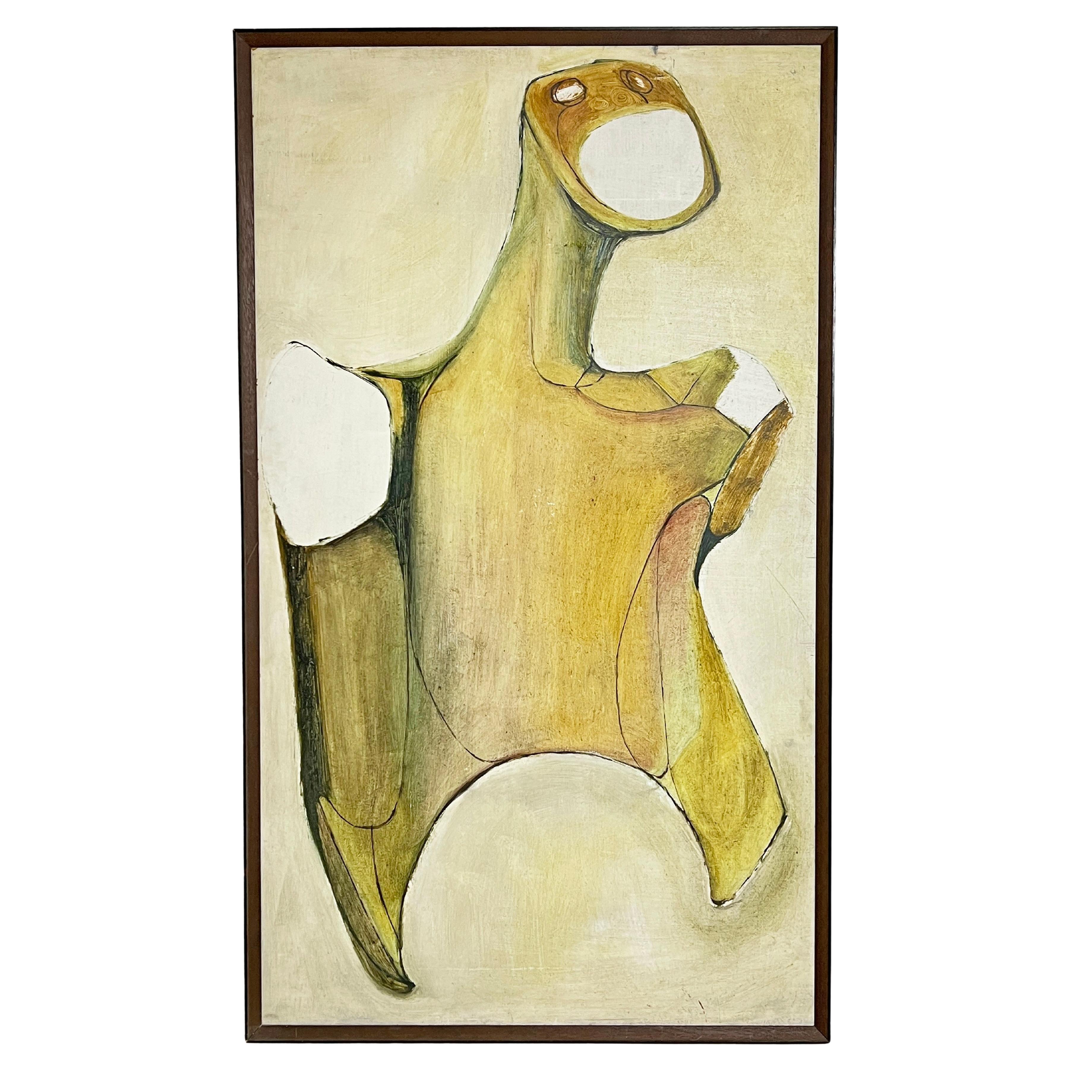 Abstract Figurative Painting Signed Zeitner, Dated 1963