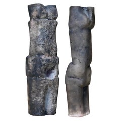 Abstract figurative raku fired sculptures
