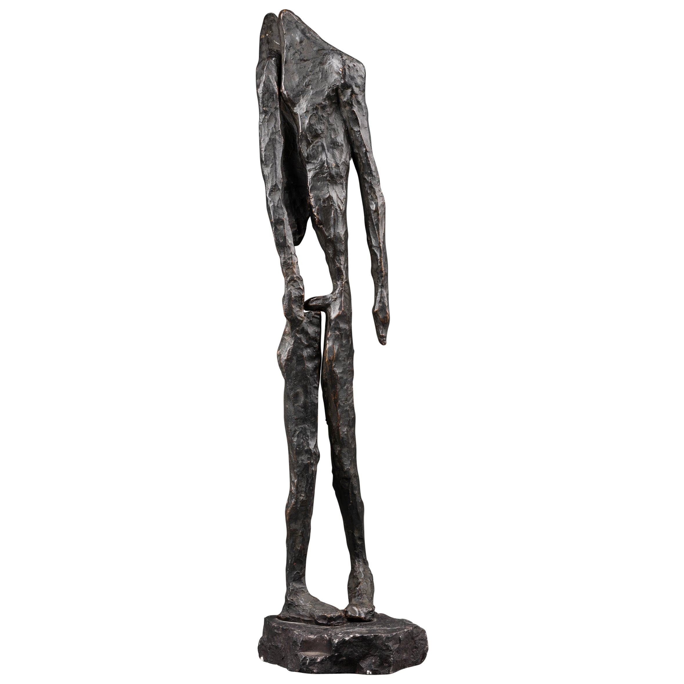 "Abstract figure" : Patinated bronze sculpture C. 1950/70