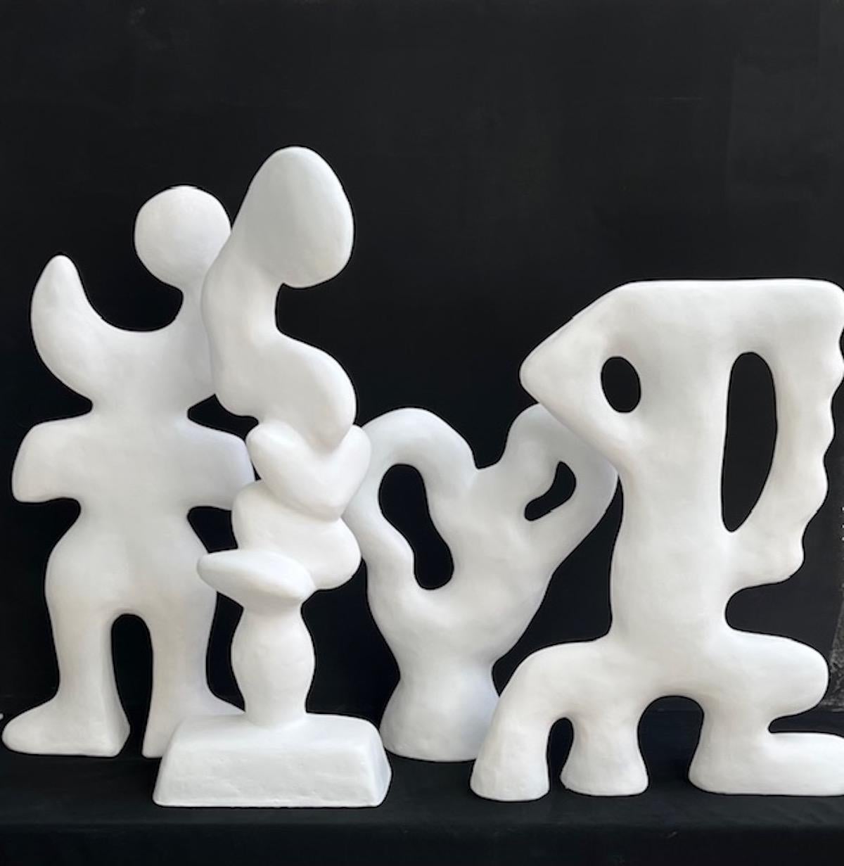 Hand-Crafted Abstract figure sculpture in white, one of a kind  For Sale
