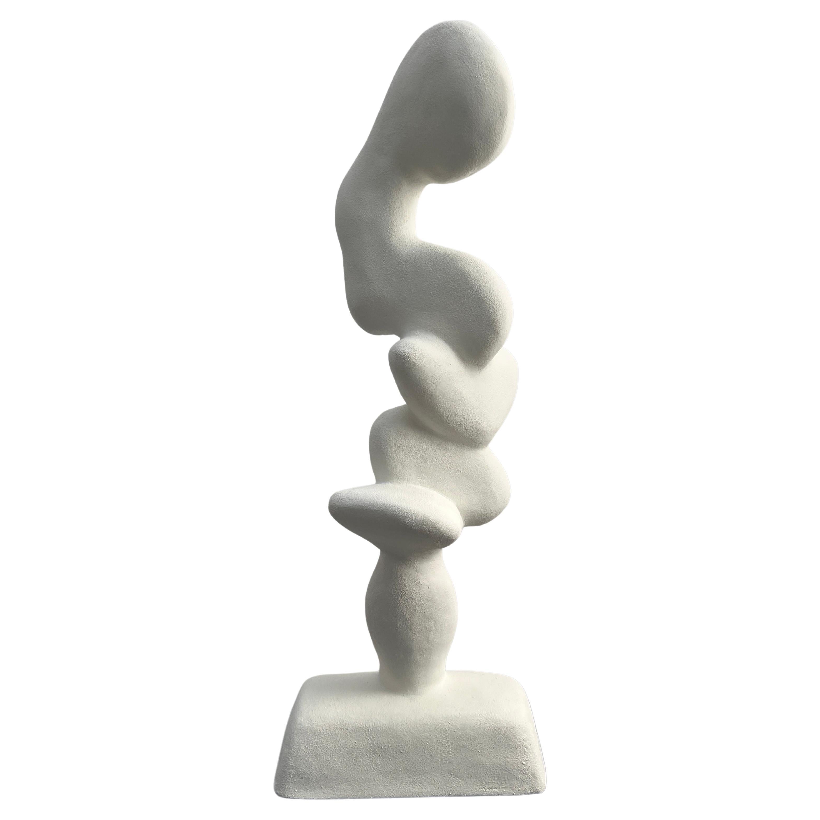 Abstract figure sculpture in white, one of a kind  For Sale