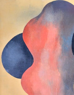 Figuras abstractas, naranja, beige, azul oscuro y rojo, hacia 1976