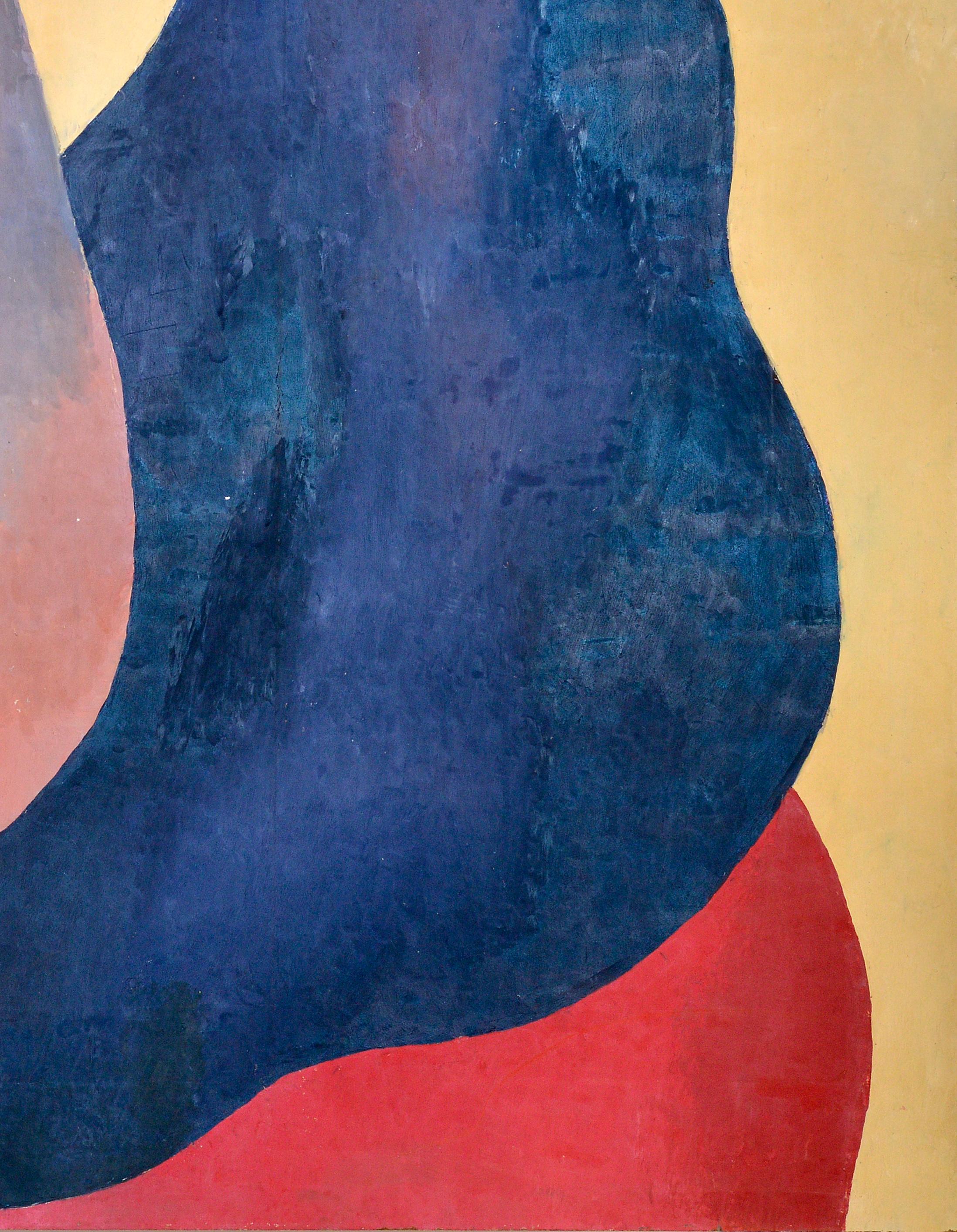 Figure astratte, arancione, beige, blu scuro e rosso, 1976 ca. In condizioni ottime in vendita a Miami, FL