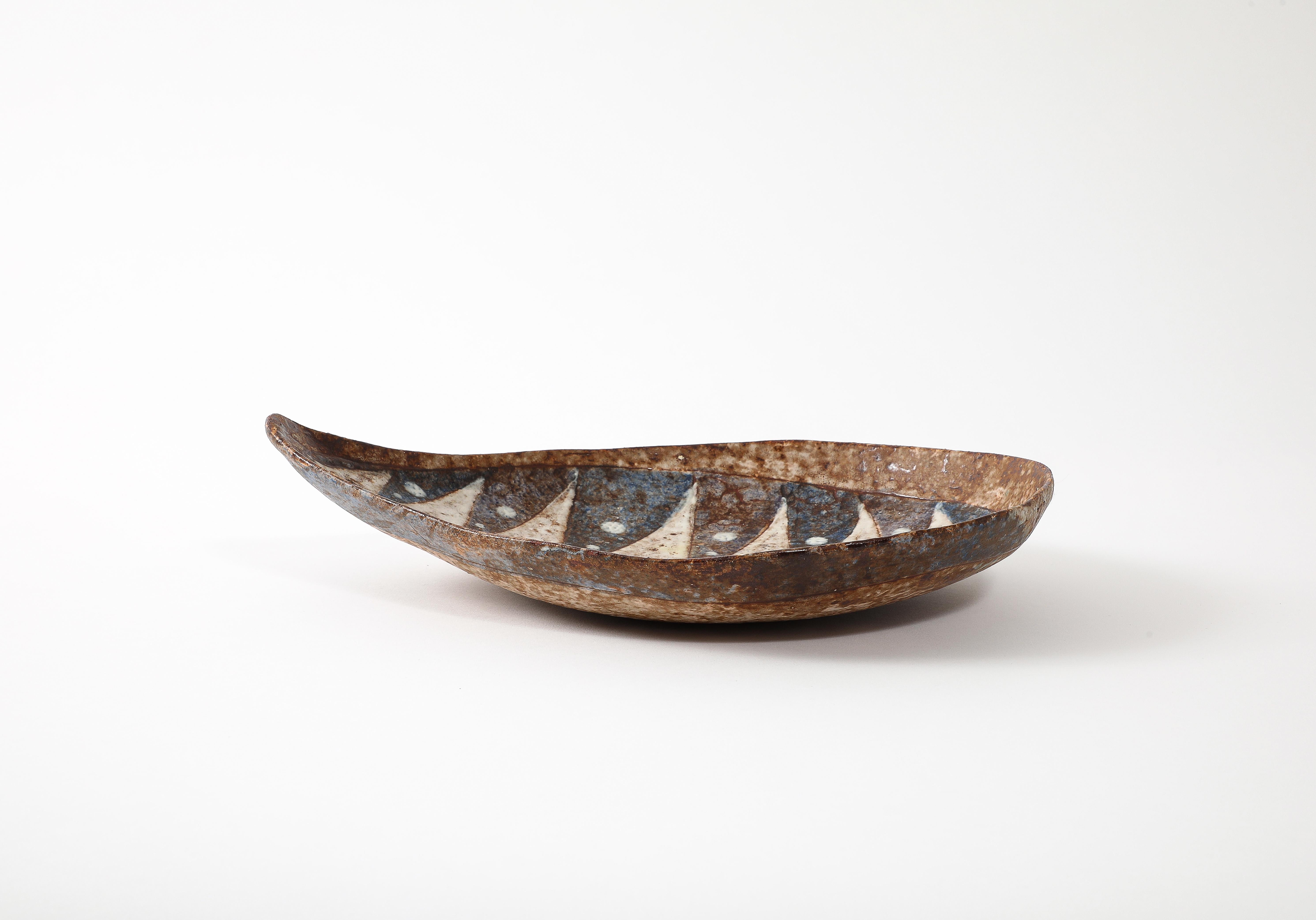 Abstract Fish Motif Mid-Century Ceramic Dish, France, 1960’s 3