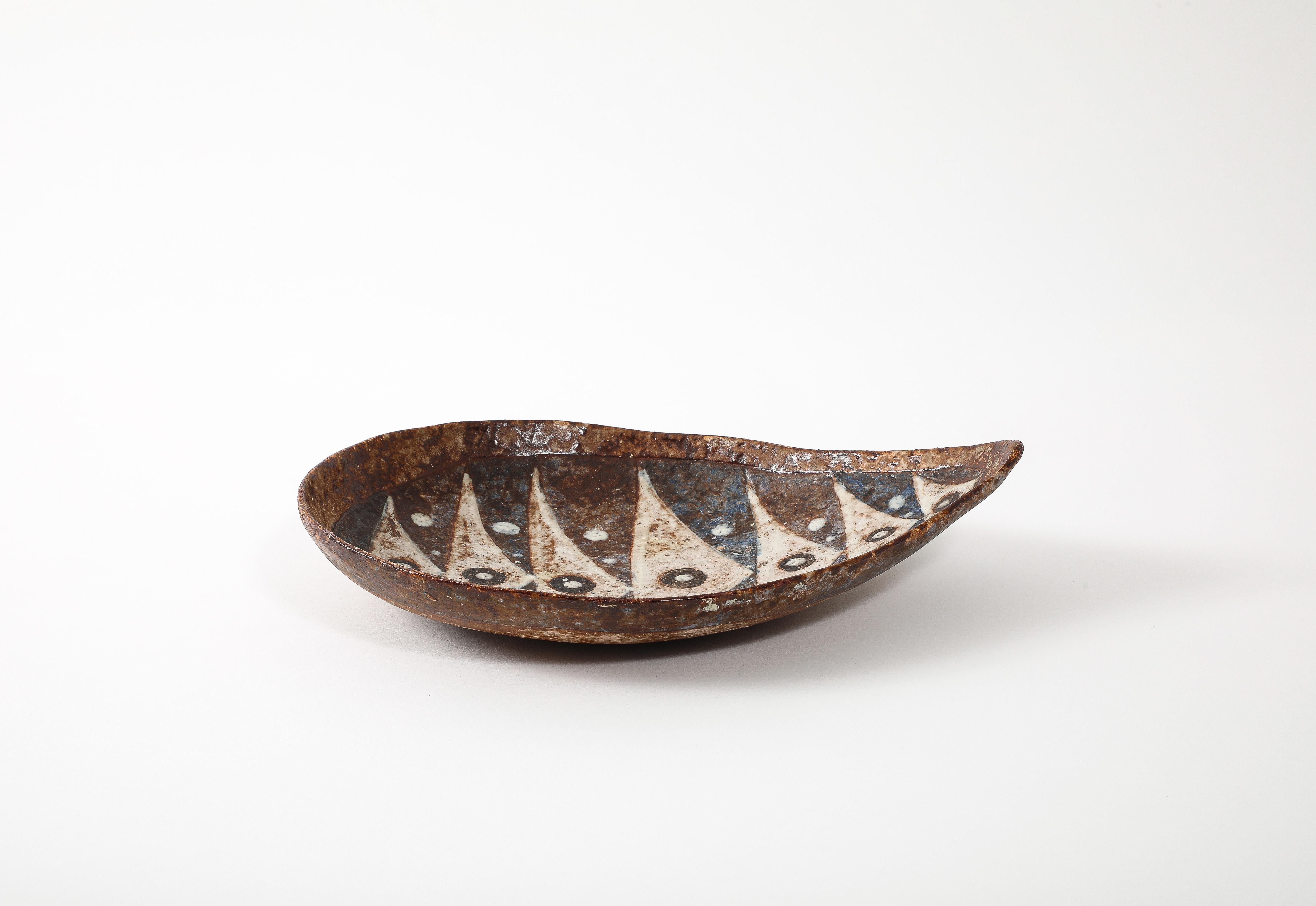 Abstract Fish Motif Mid-Century Ceramic Dish, France, 1960’s 5