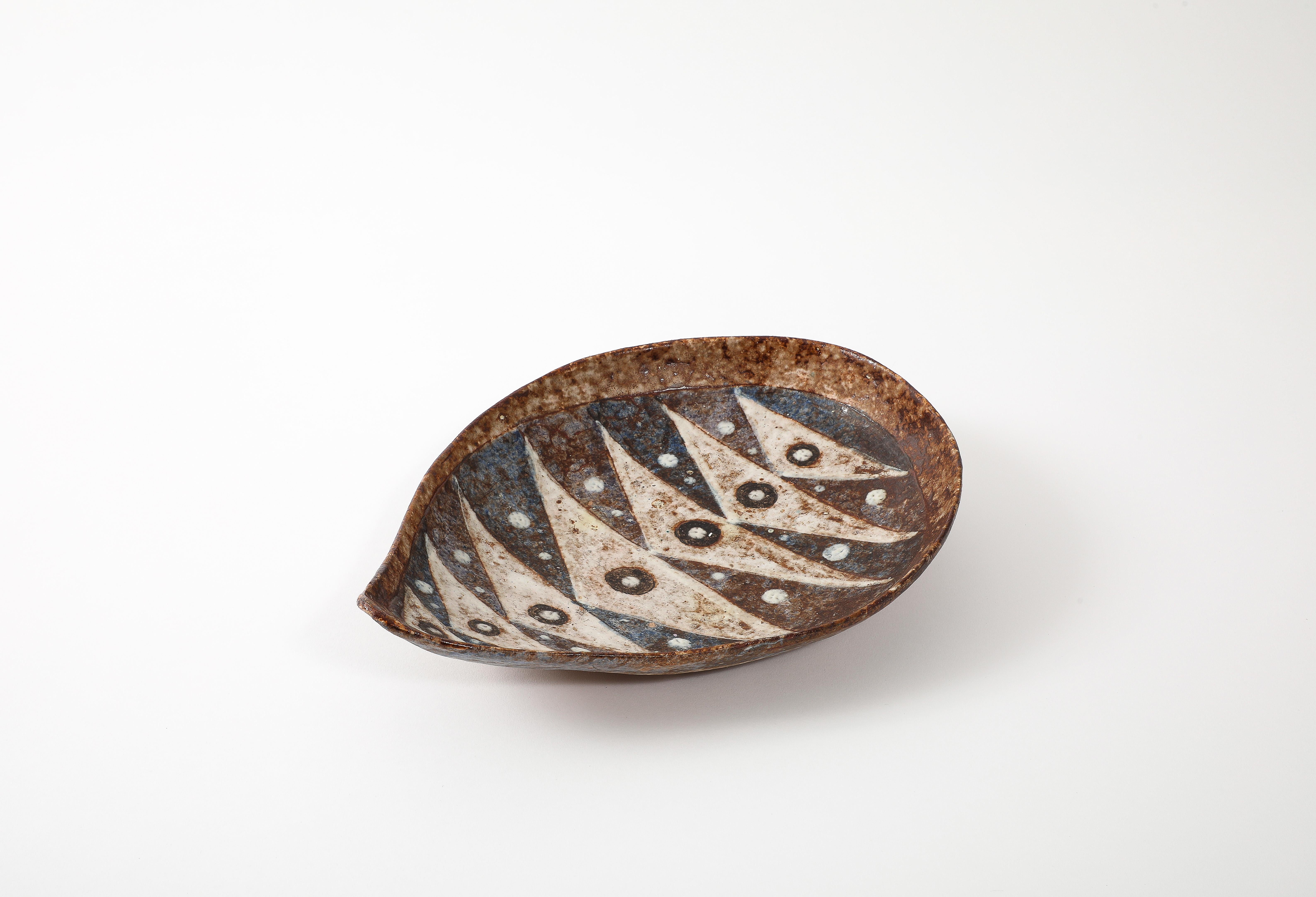 Mid-Century Modern Abstract Fish Motif Mid-Century Ceramic Dish, France, 1960’s