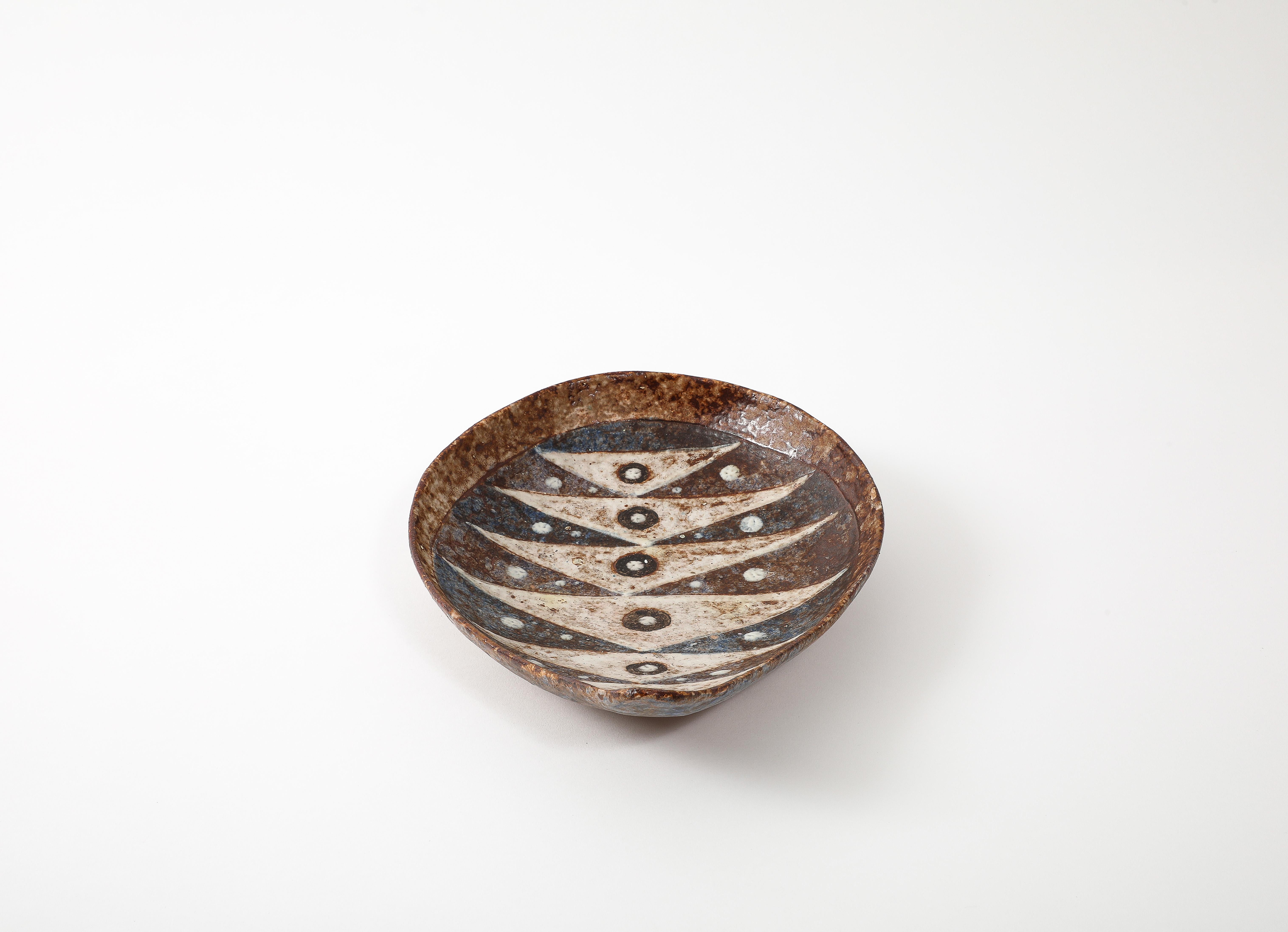 French Abstract Fish Motif Mid-Century Ceramic Dish, France, 1960’s