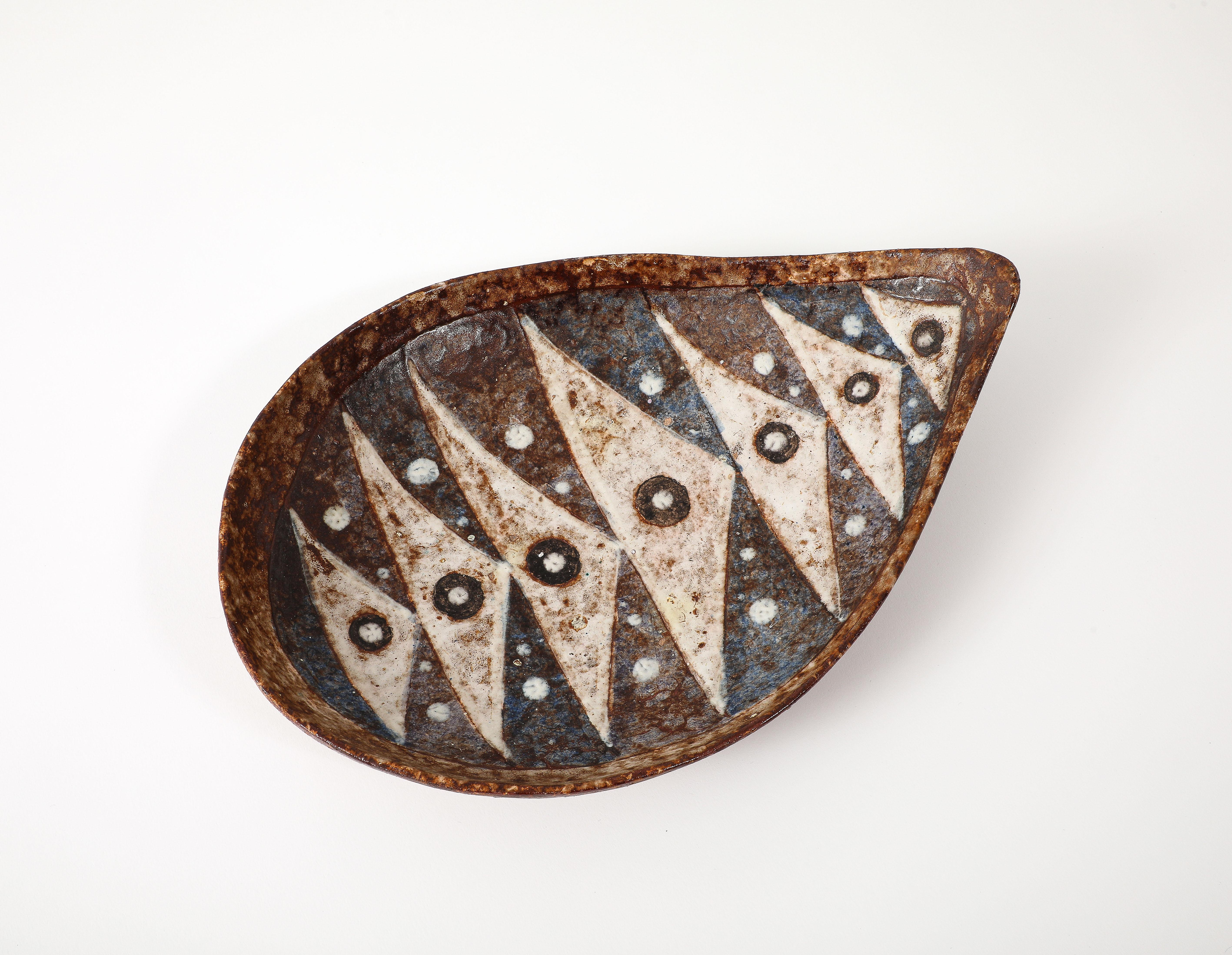 20th Century Abstract Fish Motif Mid-Century Ceramic Dish, France, 1960’s