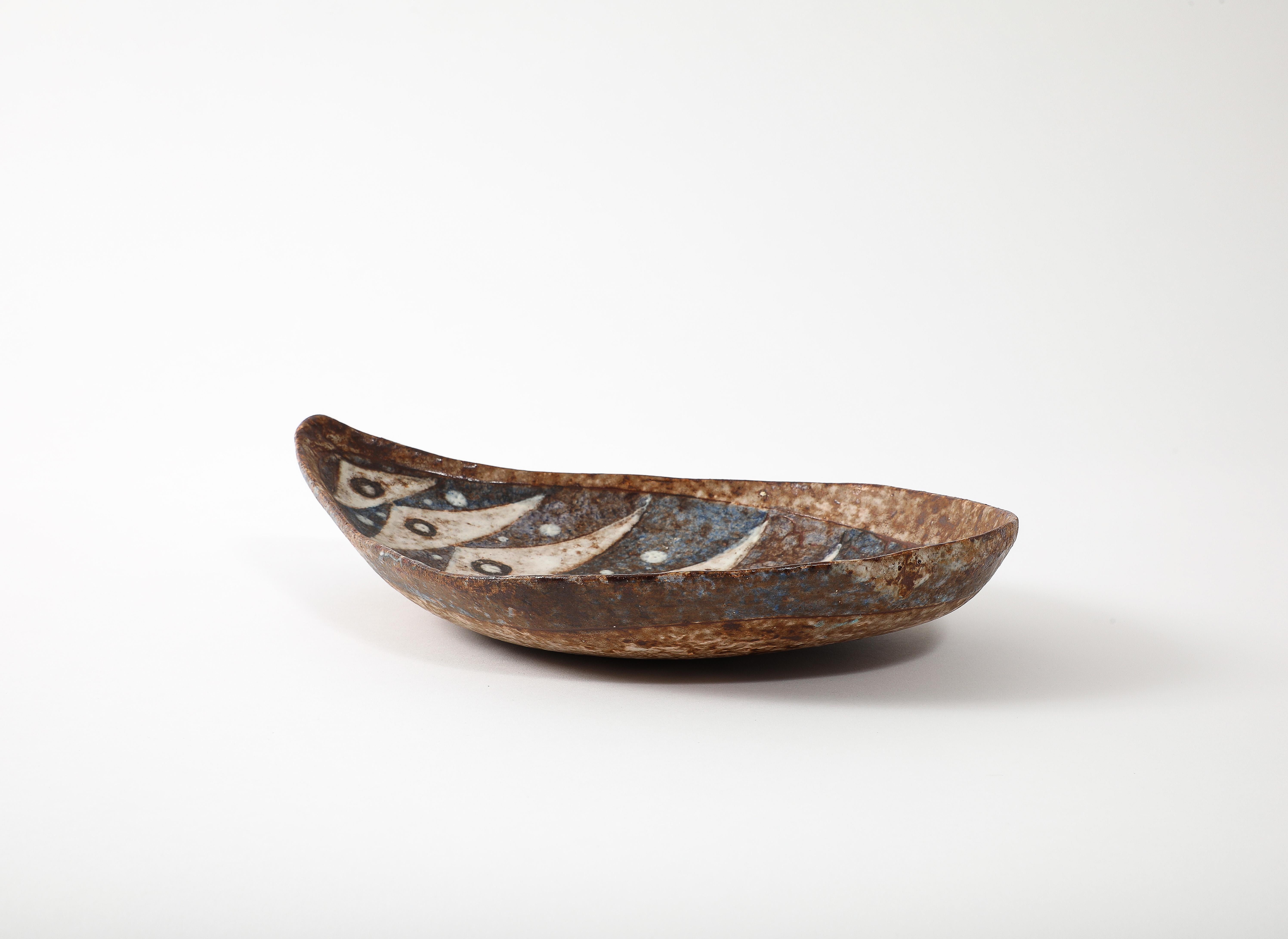 Abstract Fish Motif Mid-Century Ceramic Dish, France, 1960’s 2