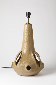 Abstract Floor Ceramic Lamp Base in Stoneware Pottery, circa 1970