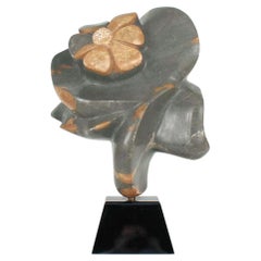 Vintage Abstract Floral Alabaster Stone Sculpture Attributed to Karen Chera