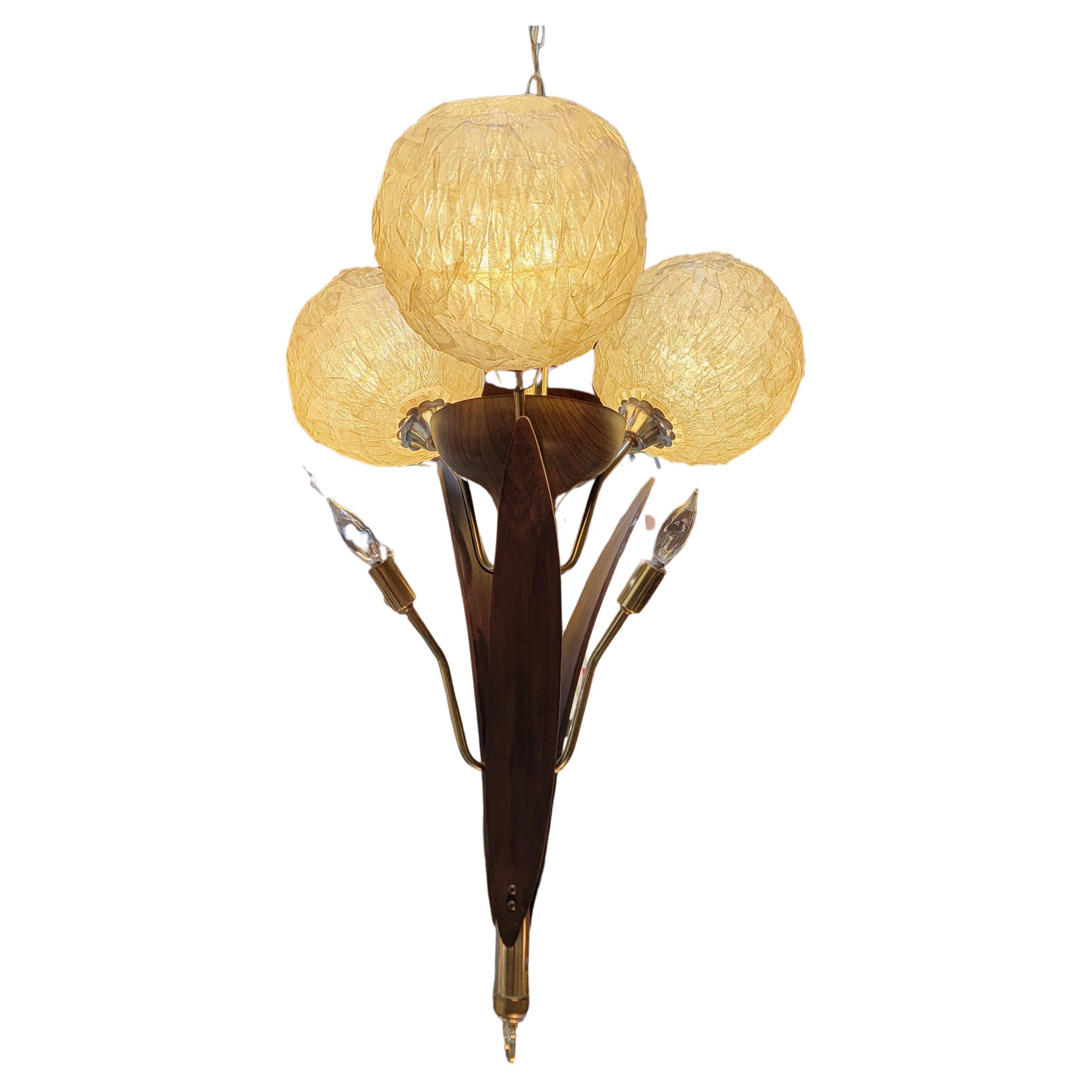 Abstract Floral Chandelier / Swag with Spaghetti Shades For Sale