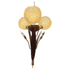 Vintage Abstract Floral Chandelier / Swag with Spaghetti Shades