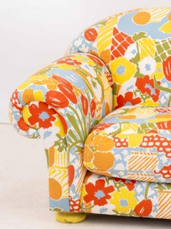 Abstract Floral Print Custom Upholstered Sofa