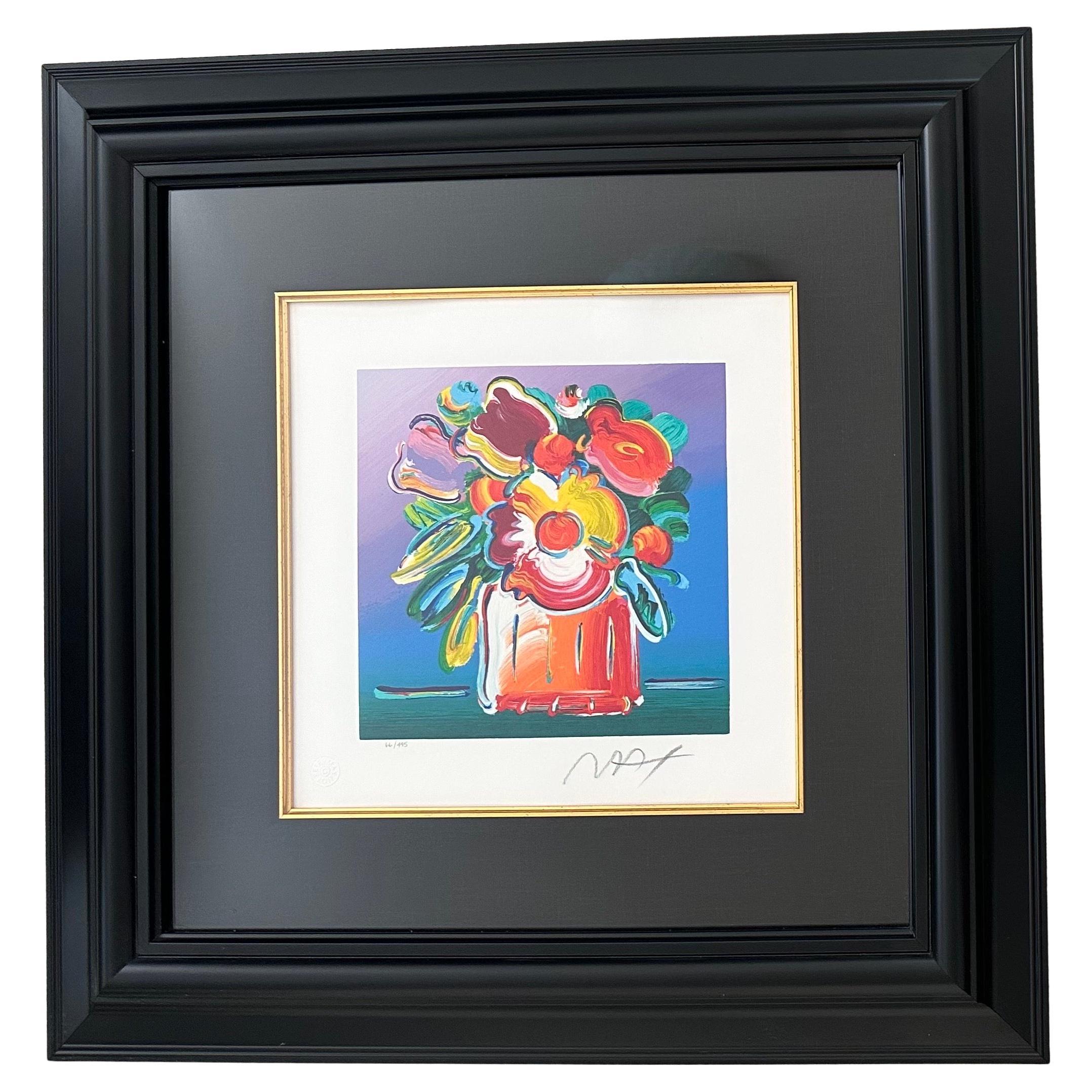„Abstrakte Blumen I“ Serigrafie auf gewebtem Papier von Peter Max im Angebot 7