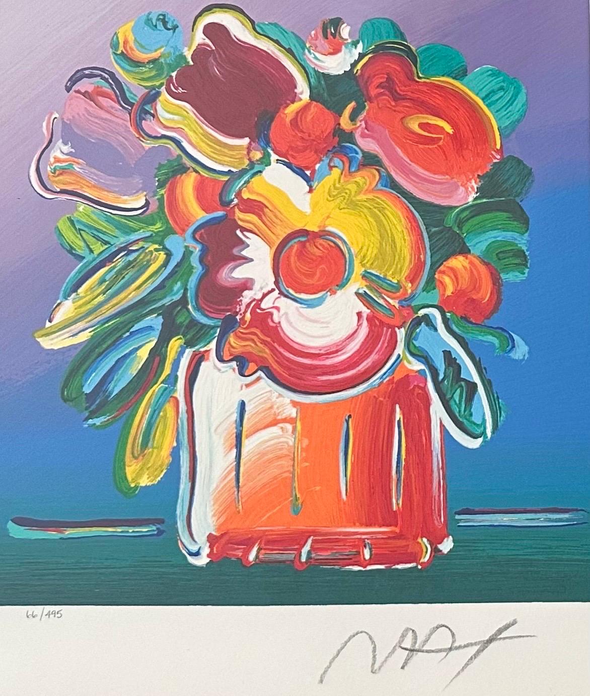 „Abstrakte Blumen I“ Serigrafie auf gewebtem Papier von Peter Max (Expressionismus) im Angebot