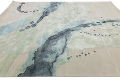 Abstract Fluidity - Modern Hand-Tufted Wool and Viscose Rug in Sage & Slate 8x10