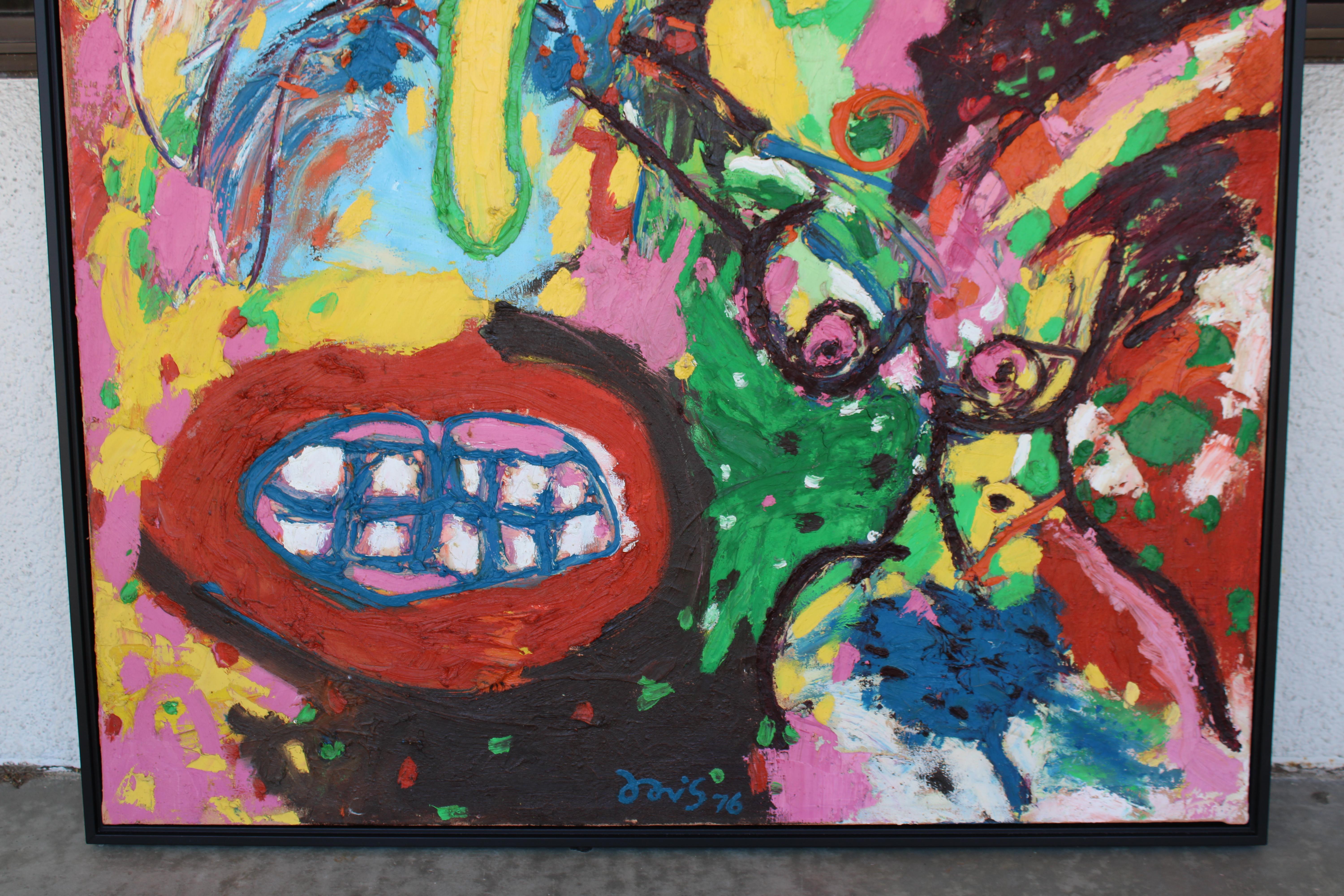 Peinture d'art populaire abstrait de Michael Davis Bon état - En vente à Palm Springs, CA