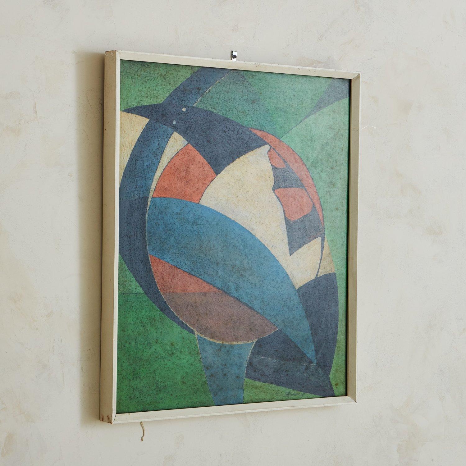 Mid-Century Modern Abstract Framed Artwork by Attilio Ferracin, Italy 1970s