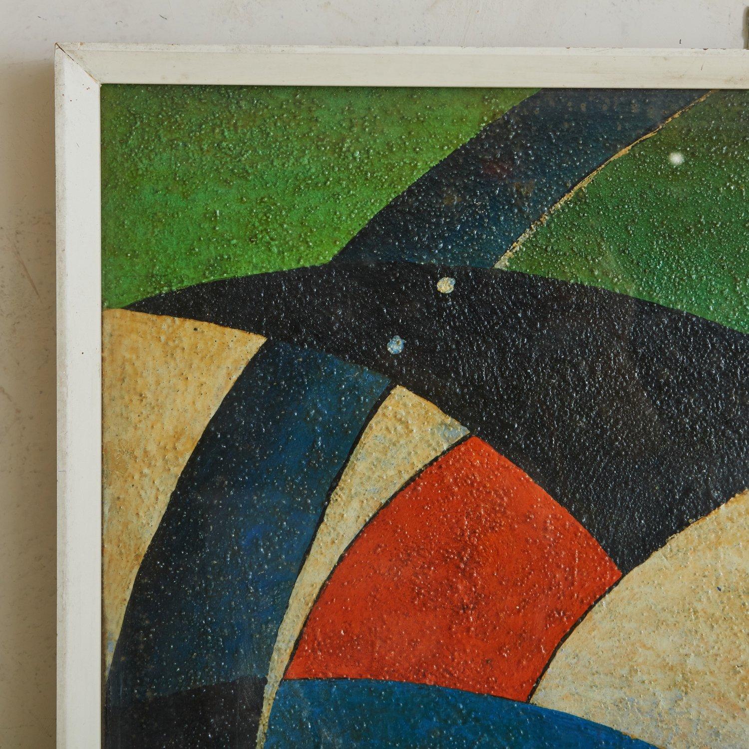 Abstract Framed Artwork by Attilio Ferracin, Italy 1970s In Good Condition In Chicago, IL