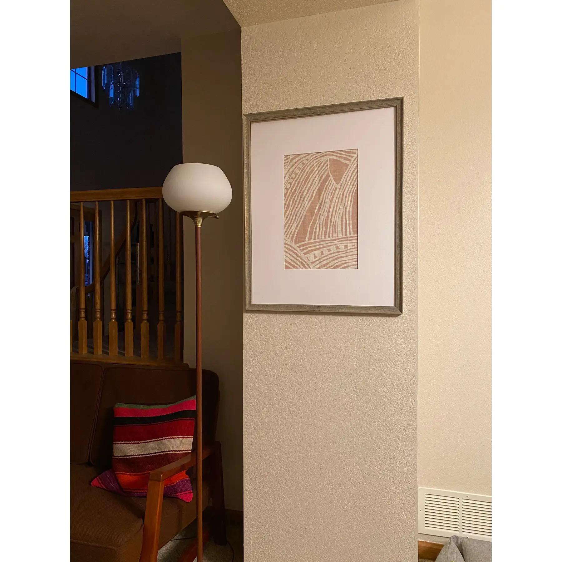 Abstrakte gerahmte Textilien in Blush und Elfenbein im Angebot 4