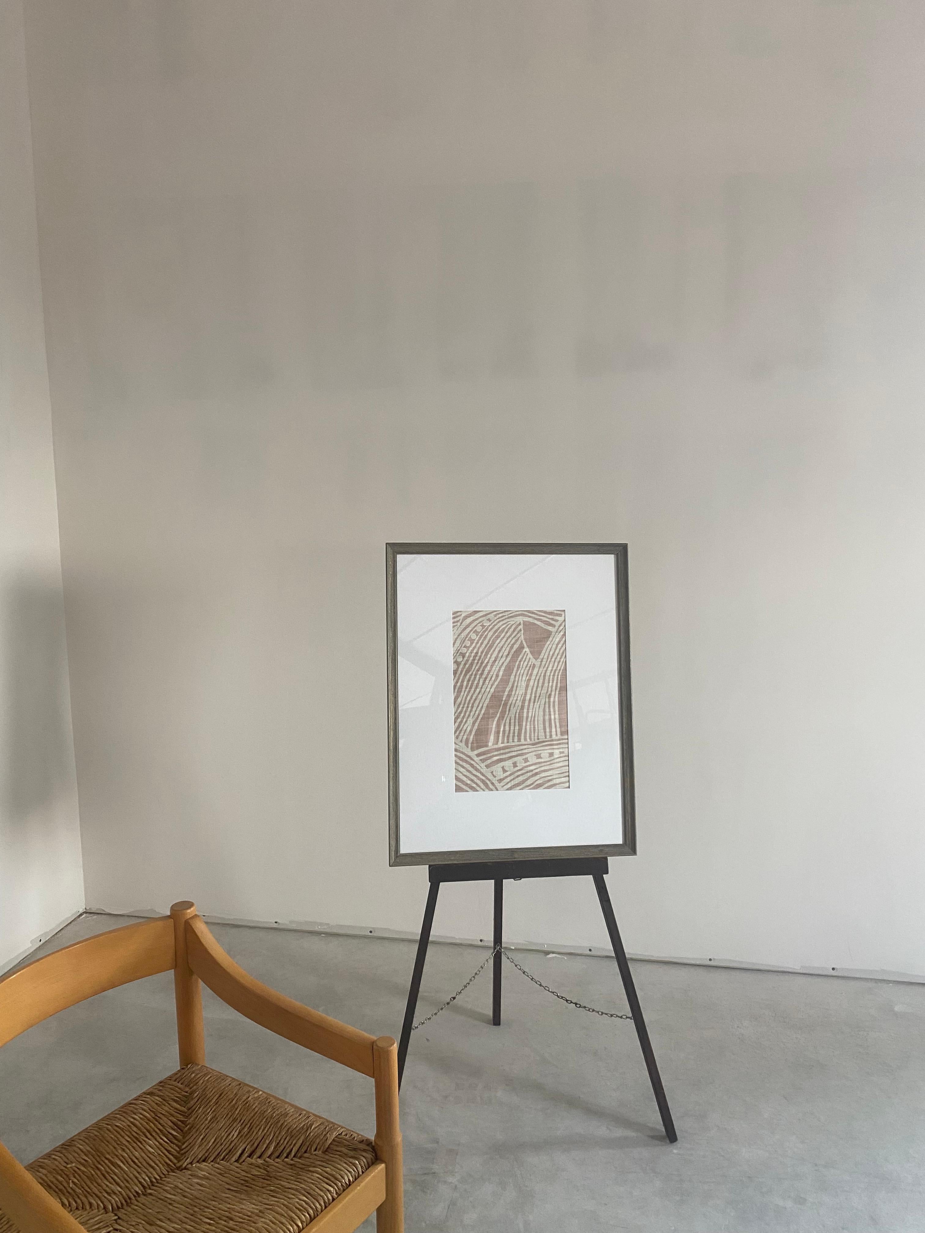 Abstrakte gerahmte Textilien in Blush und Elfenbein (Organische Moderne) im Angebot