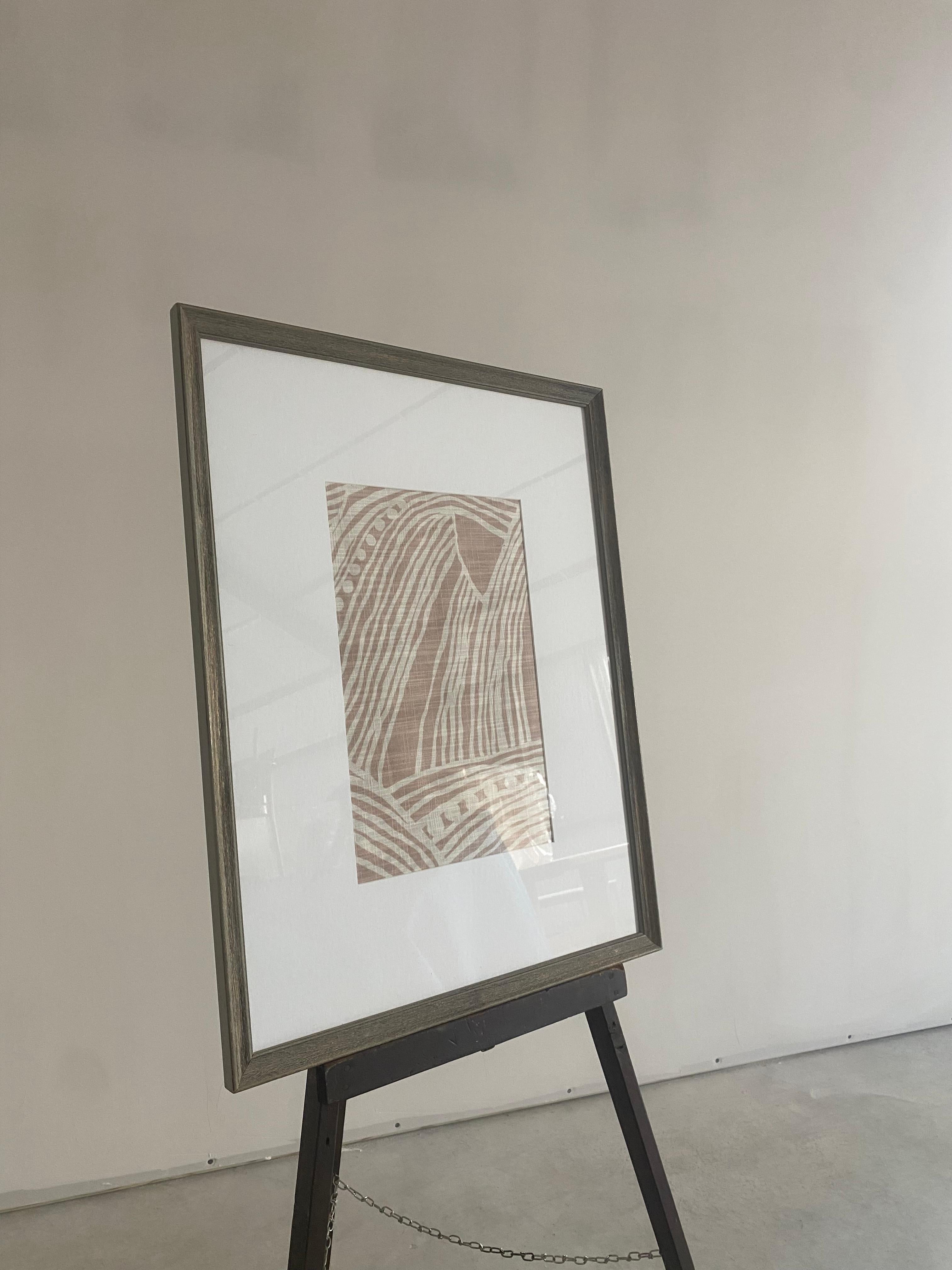 Abstrakte gerahmte Textilien in Blush und Elfenbein im Zustand „Gut“ im Angebot in Round Top, TX