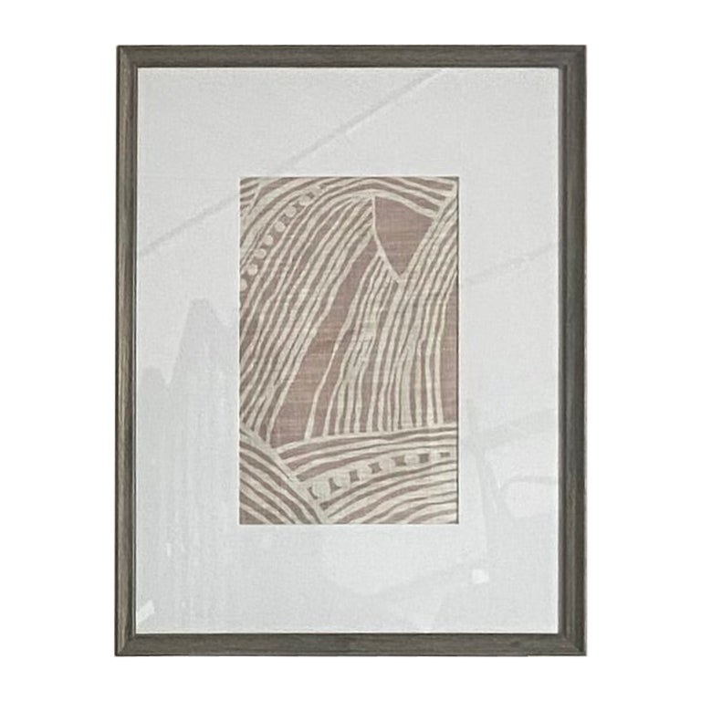 Abstrakte gerahmte Textilien in Blush und Elfenbein im Angebot