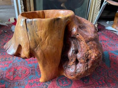 Abstract Free Form Burlwood Sculpture Plant Stand Modern Adirondack Root Wood