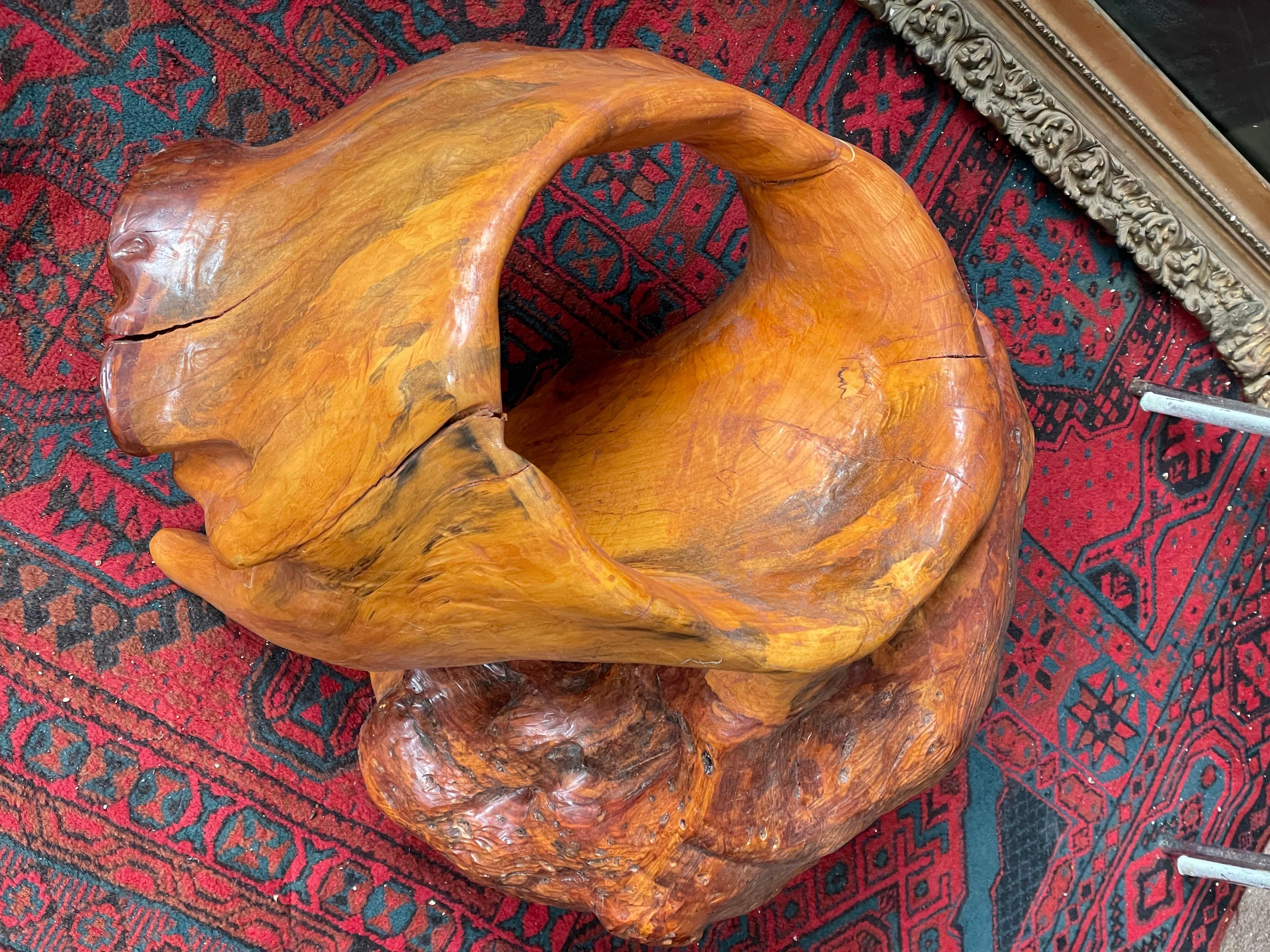 Verniciato Scultura astratta a forma libera in legno di boro con portapiante moderno in legno di radice Adirondack in vendita